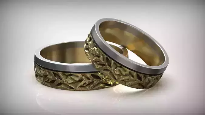 Authors Texture Pattern Gold Wedding Rings 3D print model