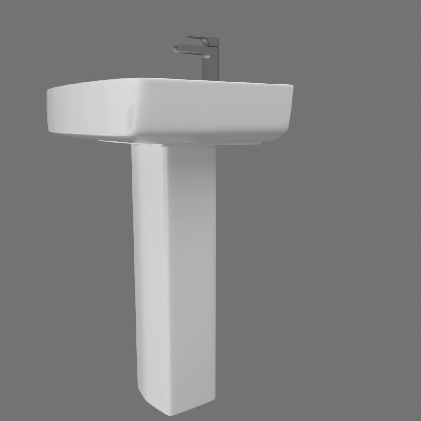 Wash Basin with Modern Tap 3D model_1