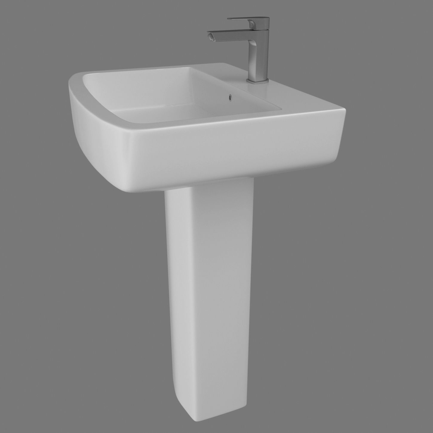 Wash Basin with Modern Tap 3D model_2