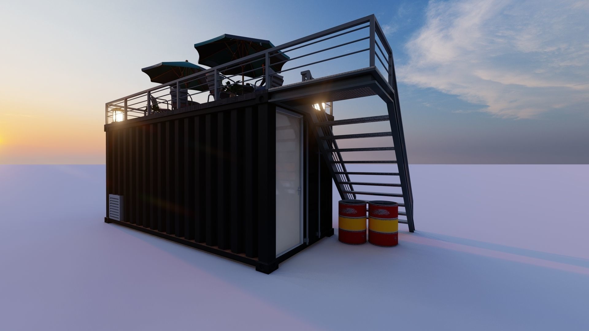 Container Cafe Design 3D model_6