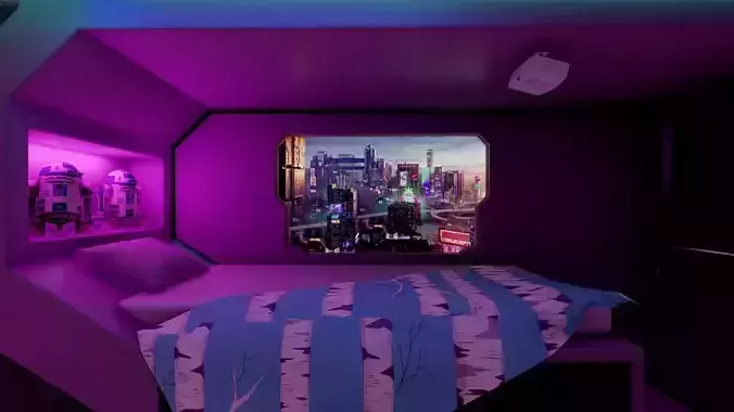 Cyberpunk Style Bedroom