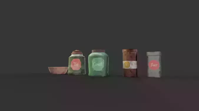 Game ready jars low poly bottles and bowls Low-poly 3D model