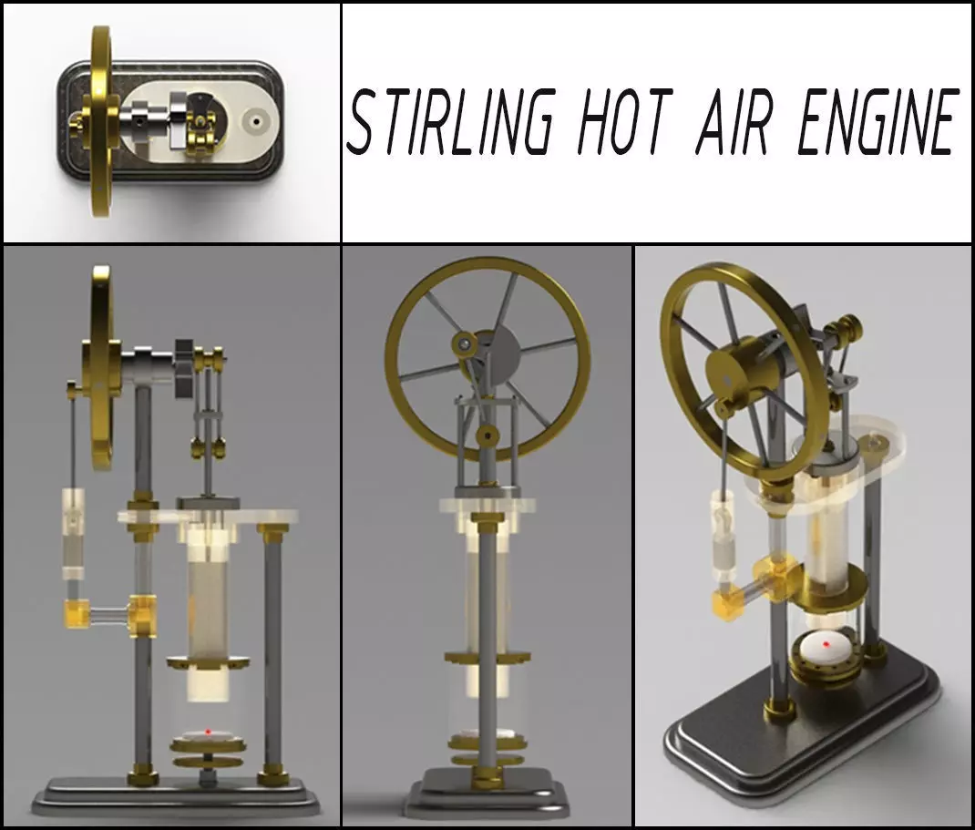 Stirling Hot Air Engine 3D model_0