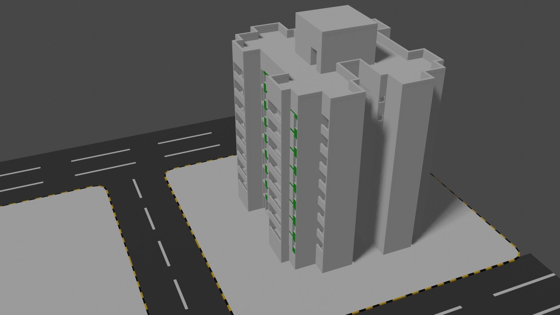 apartment building  Low-poly 3D model_1