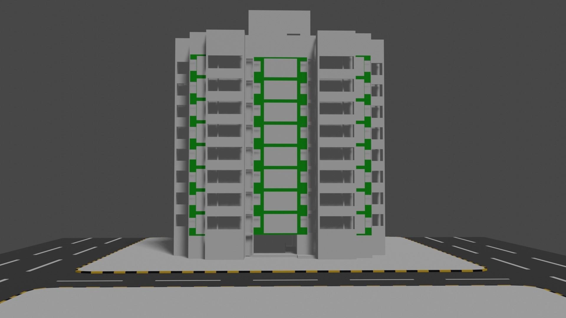 apartment building  Low-poly 3D model_3