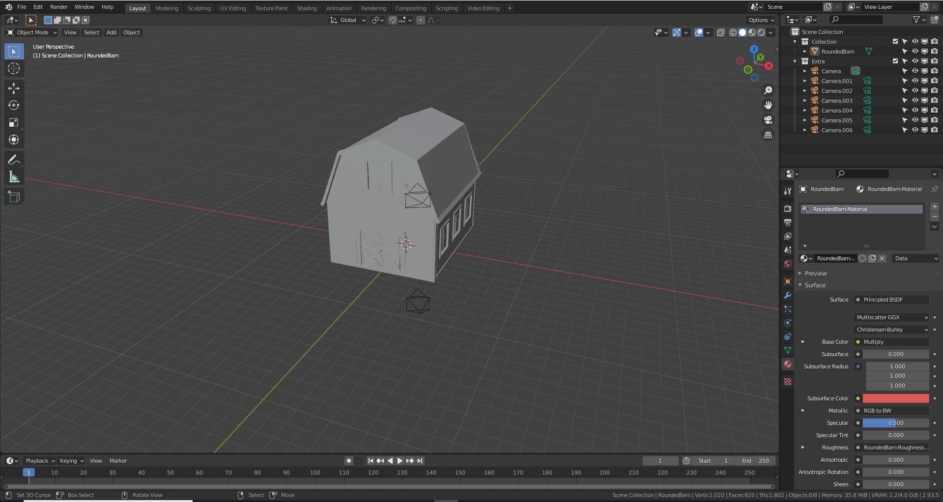 Rounded Barn Low-poly 3D model_16