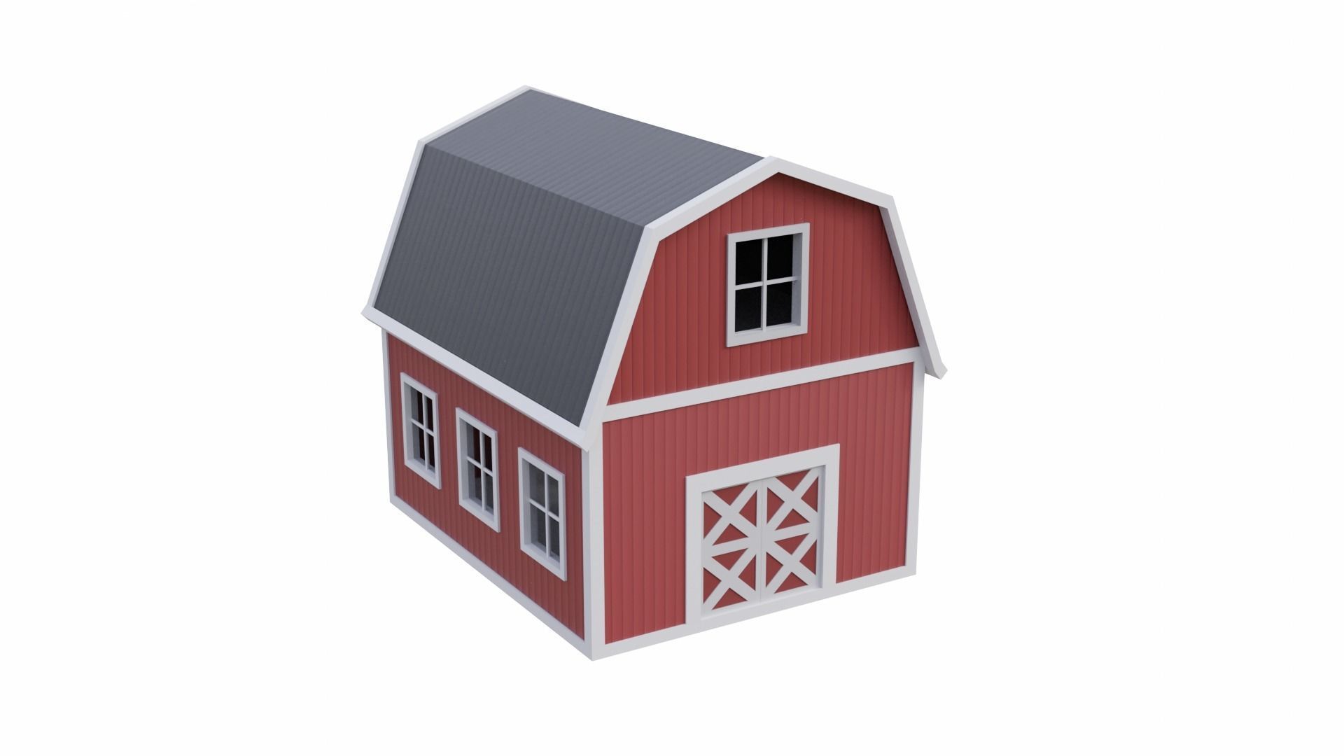 Rounded Barn Low-poly 3D model_4
