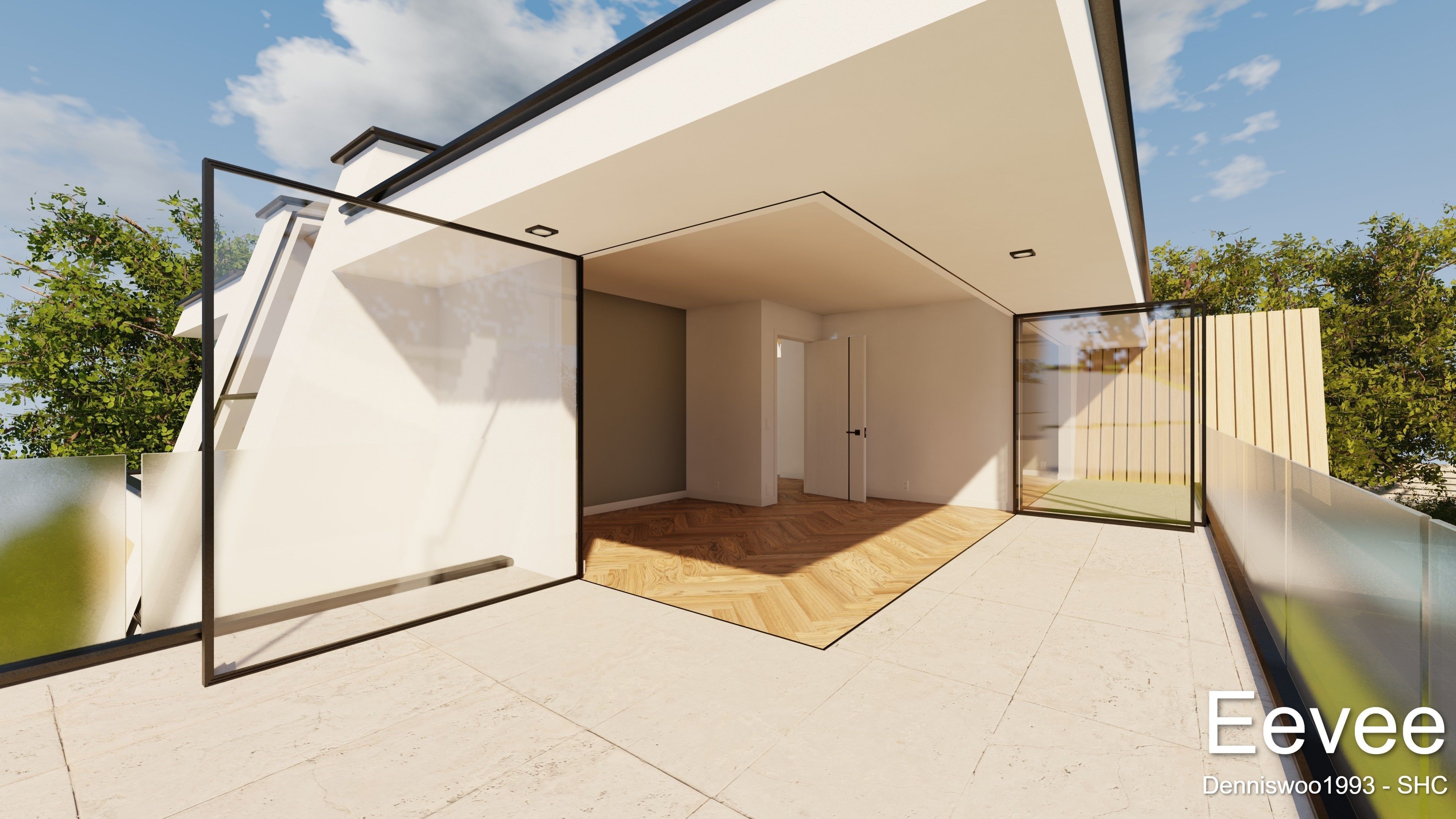 Modern villa 2021 Blender Eevee and Cycles 3 without furniture Low-poly 3D model_34