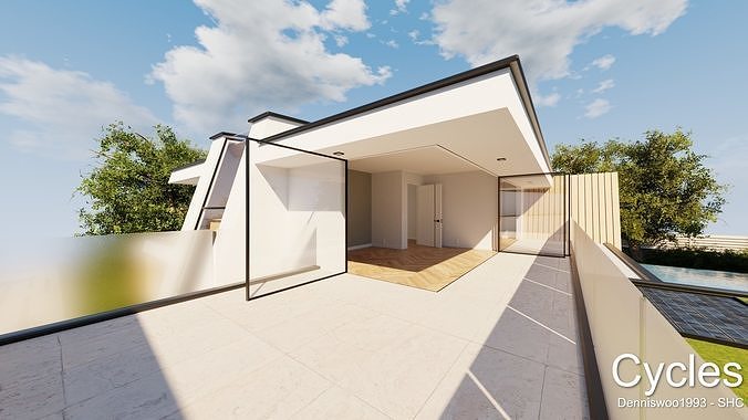 Modern villa 2021 Blender Eevee and Cycles 3 without furniture Low-poly 3D model 2