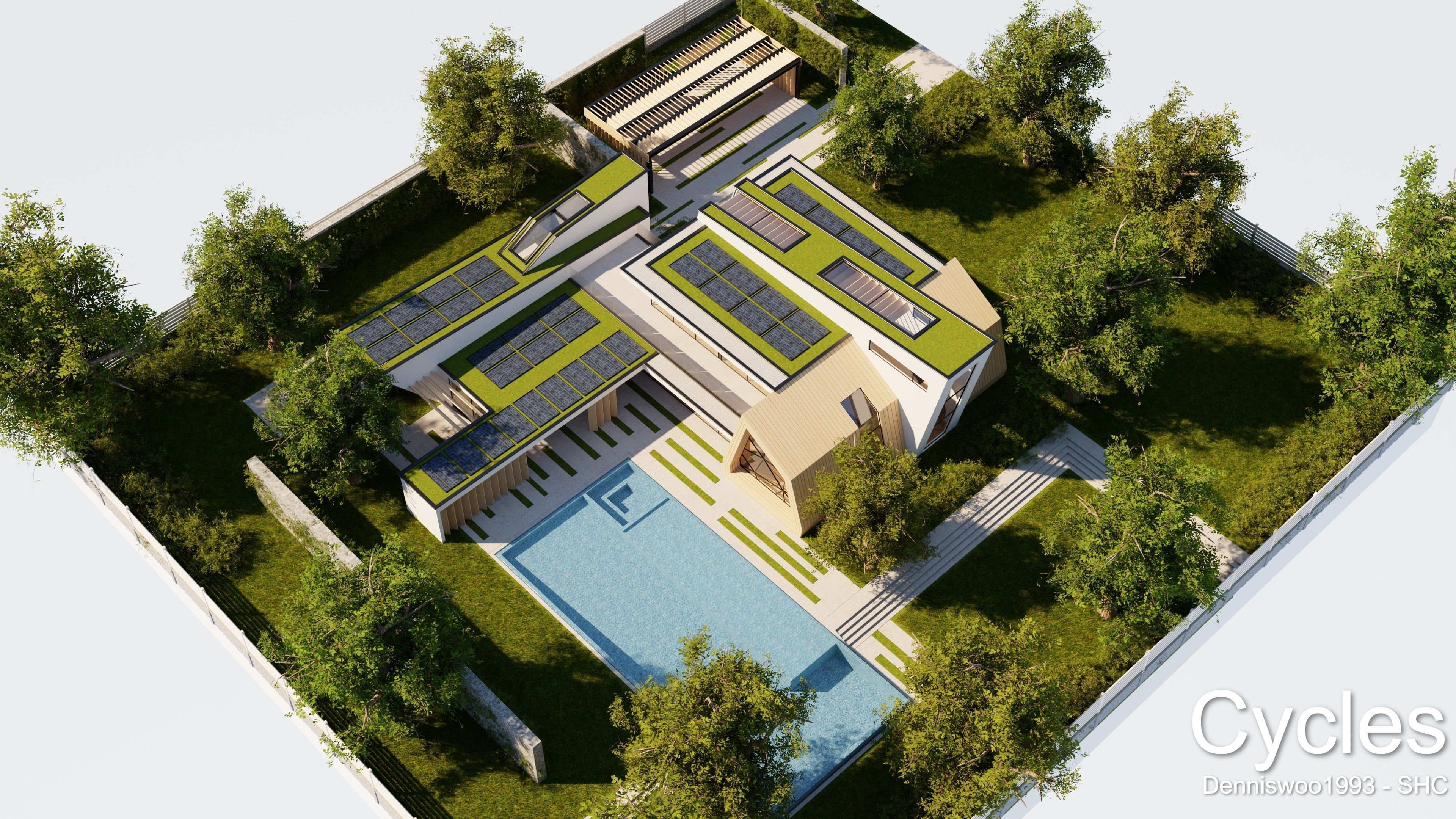 Modern villa 2021 Blender Eevee and Cycles 3 without furniture Low-poly 3D model_16