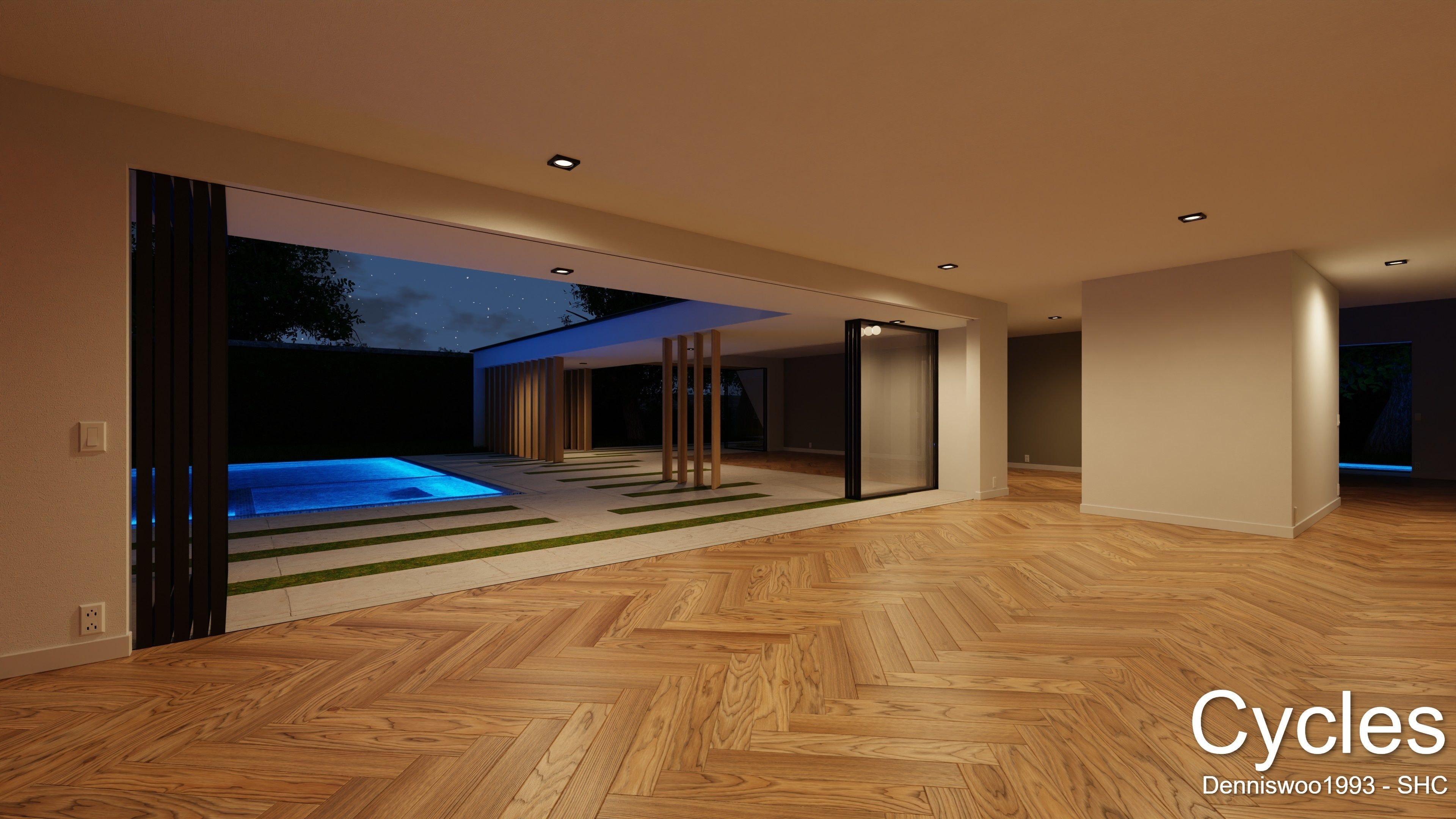 Modern villa 2021 Blender Eevee and Cycles 3 without furniture Low-poly 3D model_13