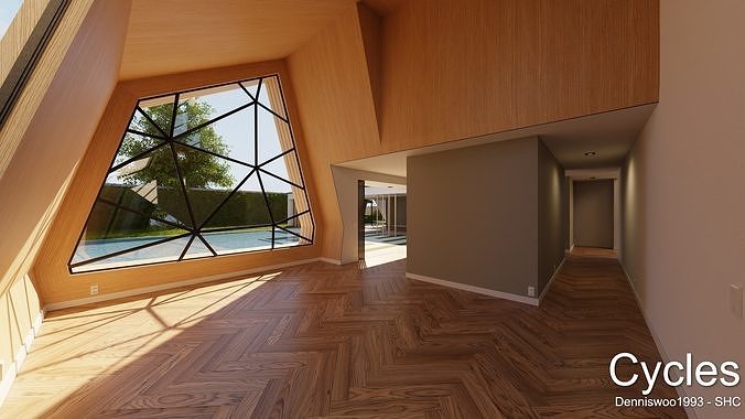 Modern villa 2021 Blender Eevee and Cycles 3 without furniture Low-poly 3D model 5