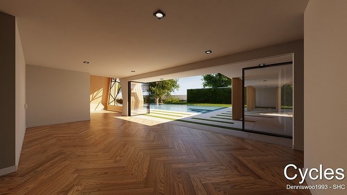 Modern villa 2021 Blender Eevee and Cycles 3 without furniture Low-poly 3D model 7
