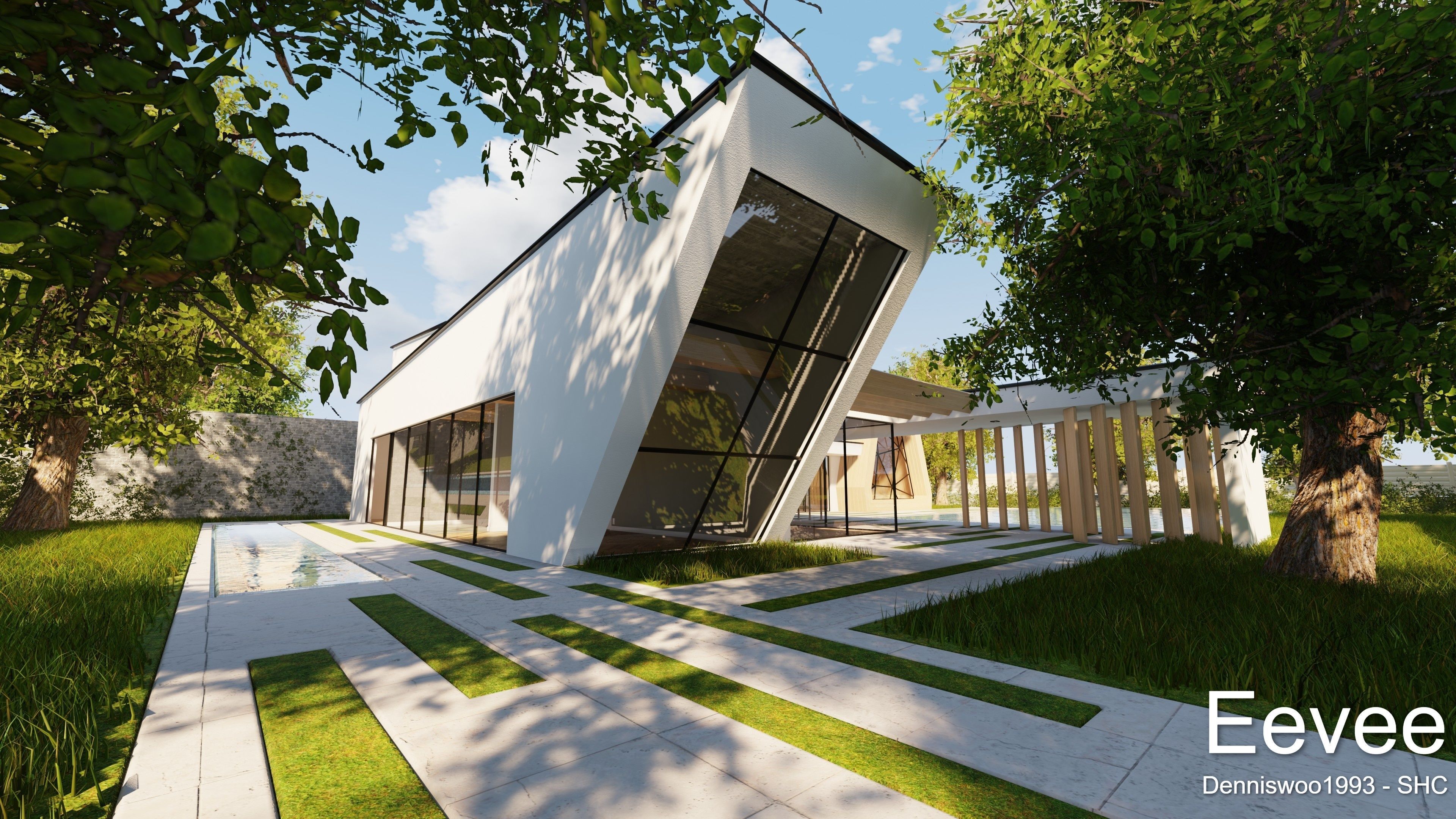 Modern villa 2021 Blender Eevee and Cycles 3 without furniture Low-poly 3D model_35