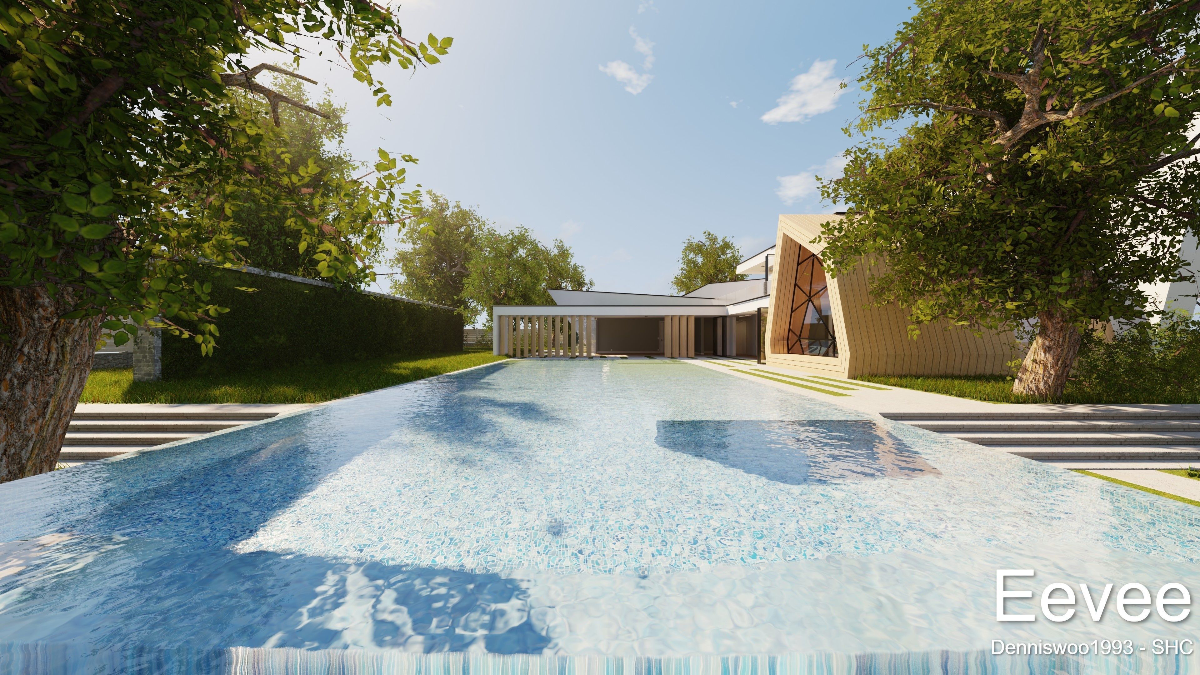 Modern villa 2021 Blender Eevee and Cycles 3 without furniture Low-poly 3D model_29