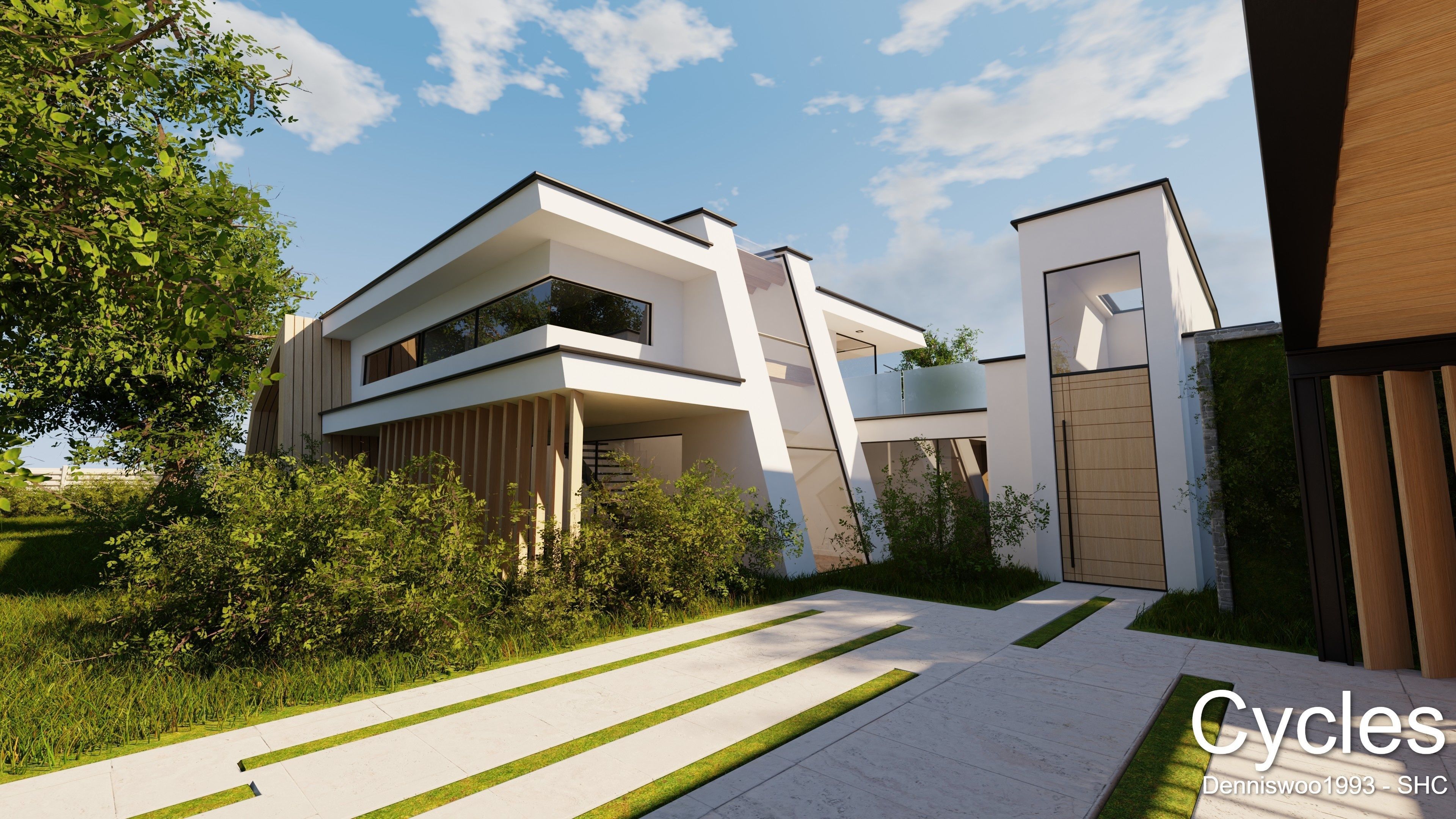 Modern villa 2021 Blender Eevee and Cycles 3 without furniture Low-poly 3D model_8