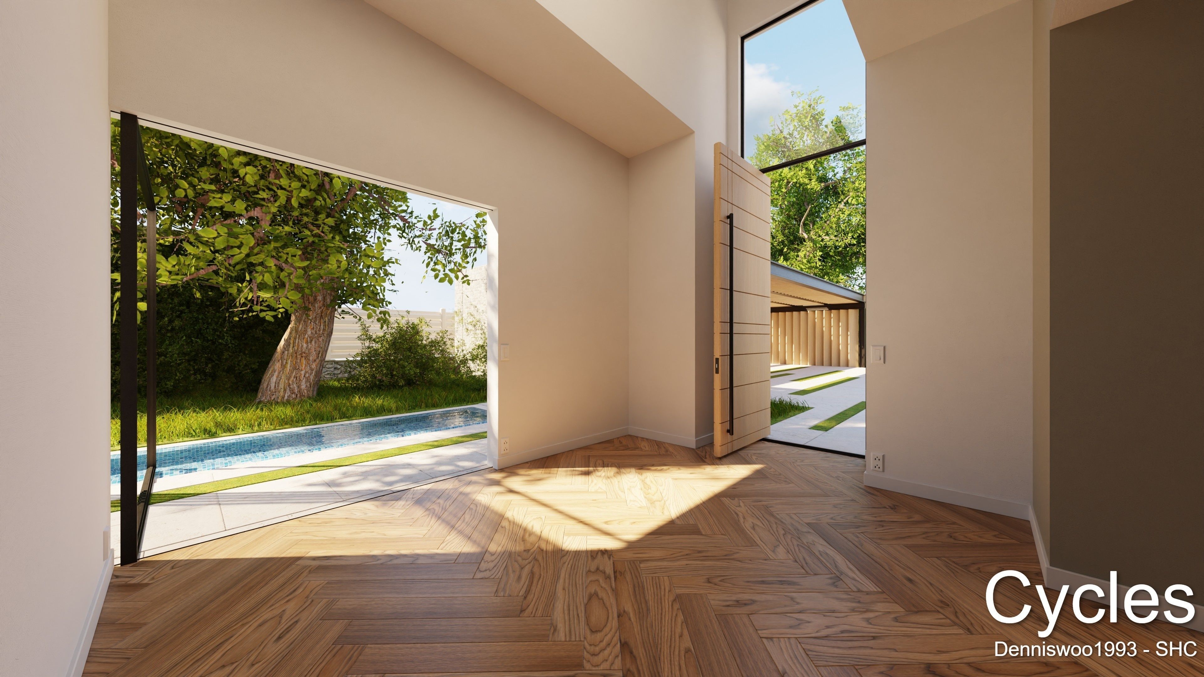 Modern villa 2021 Blender Eevee and Cycles 3 without furniture Low-poly 3D model_4