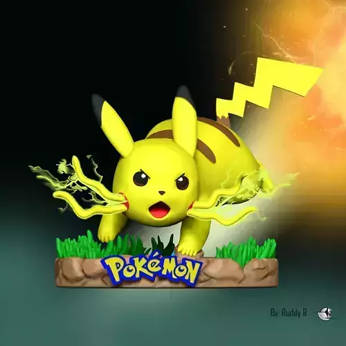 Pikachu figure with smoke