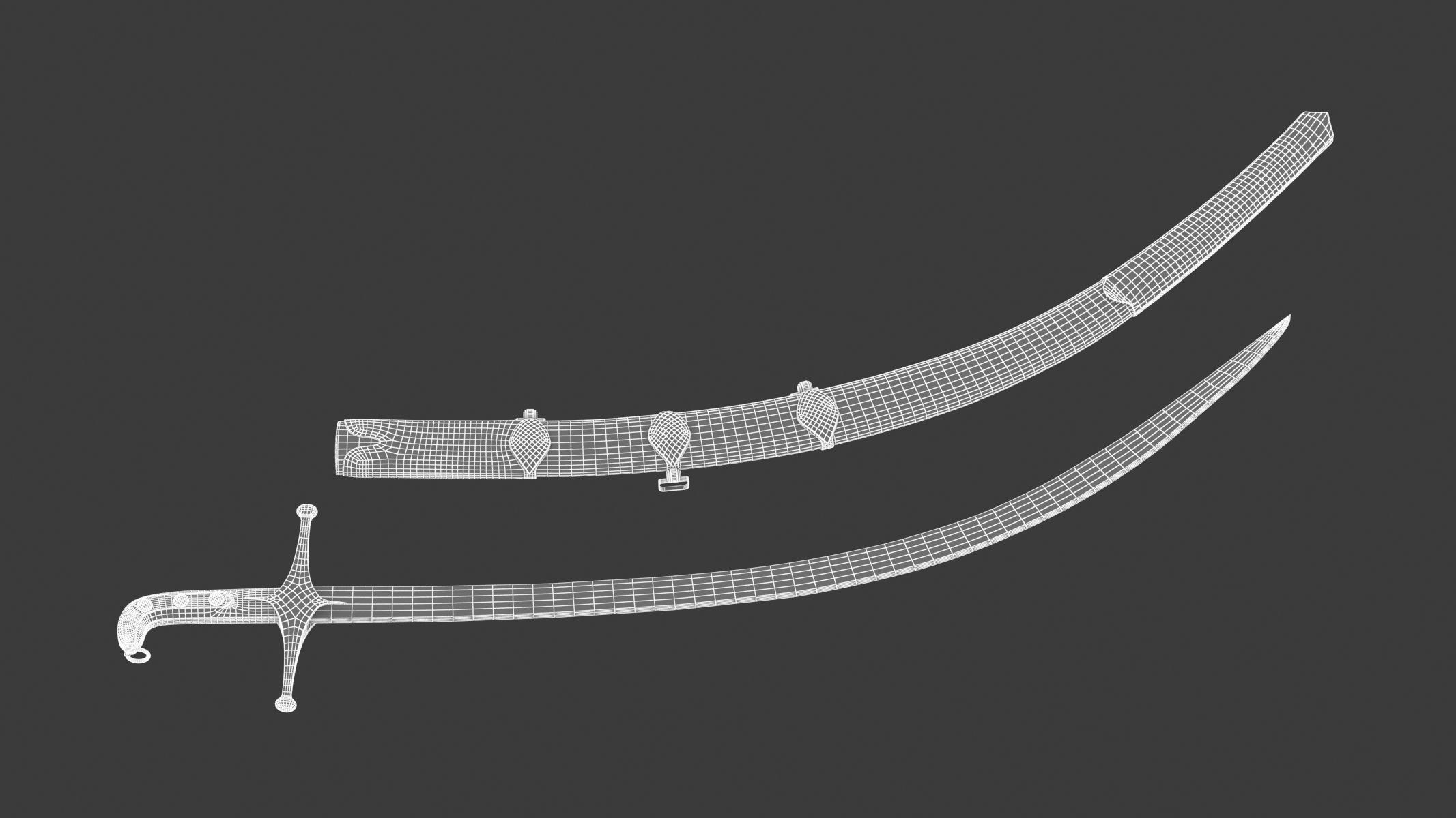 Shamshir two swords Low-poly 3D model_10
