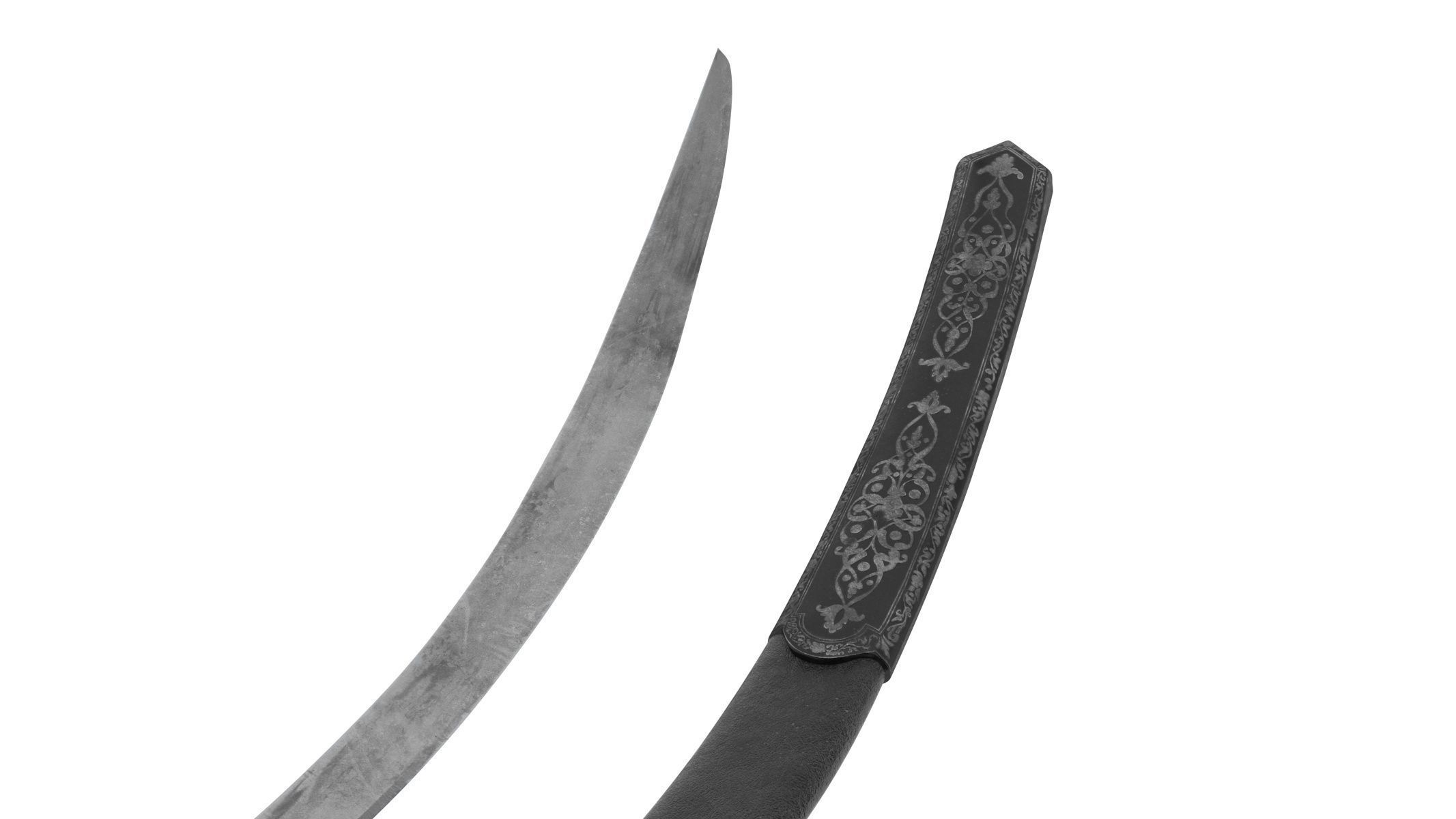 Shamshir two swords Low-poly 3D model_9