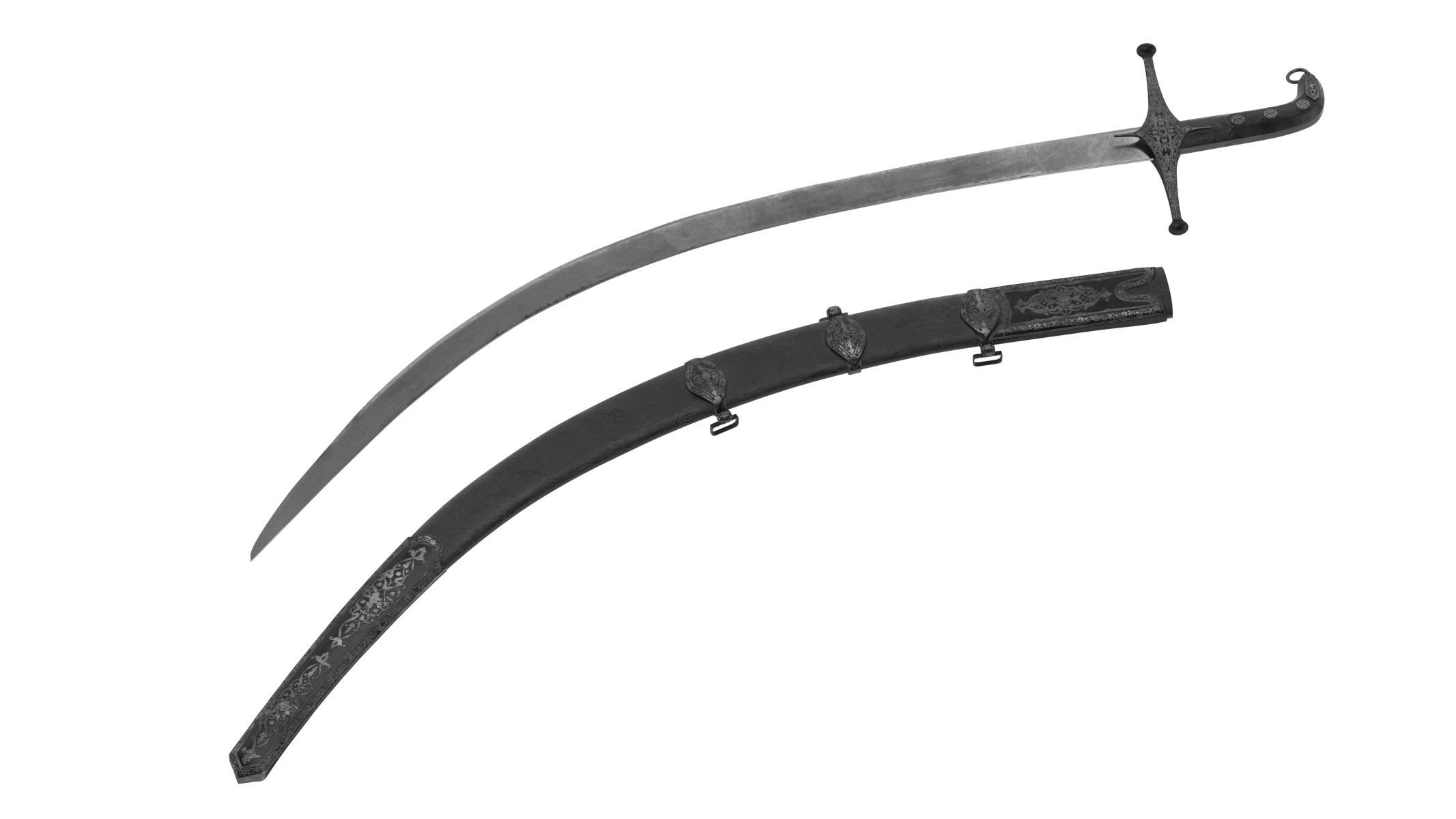 Shamshir two swords Low-poly 3D model_2