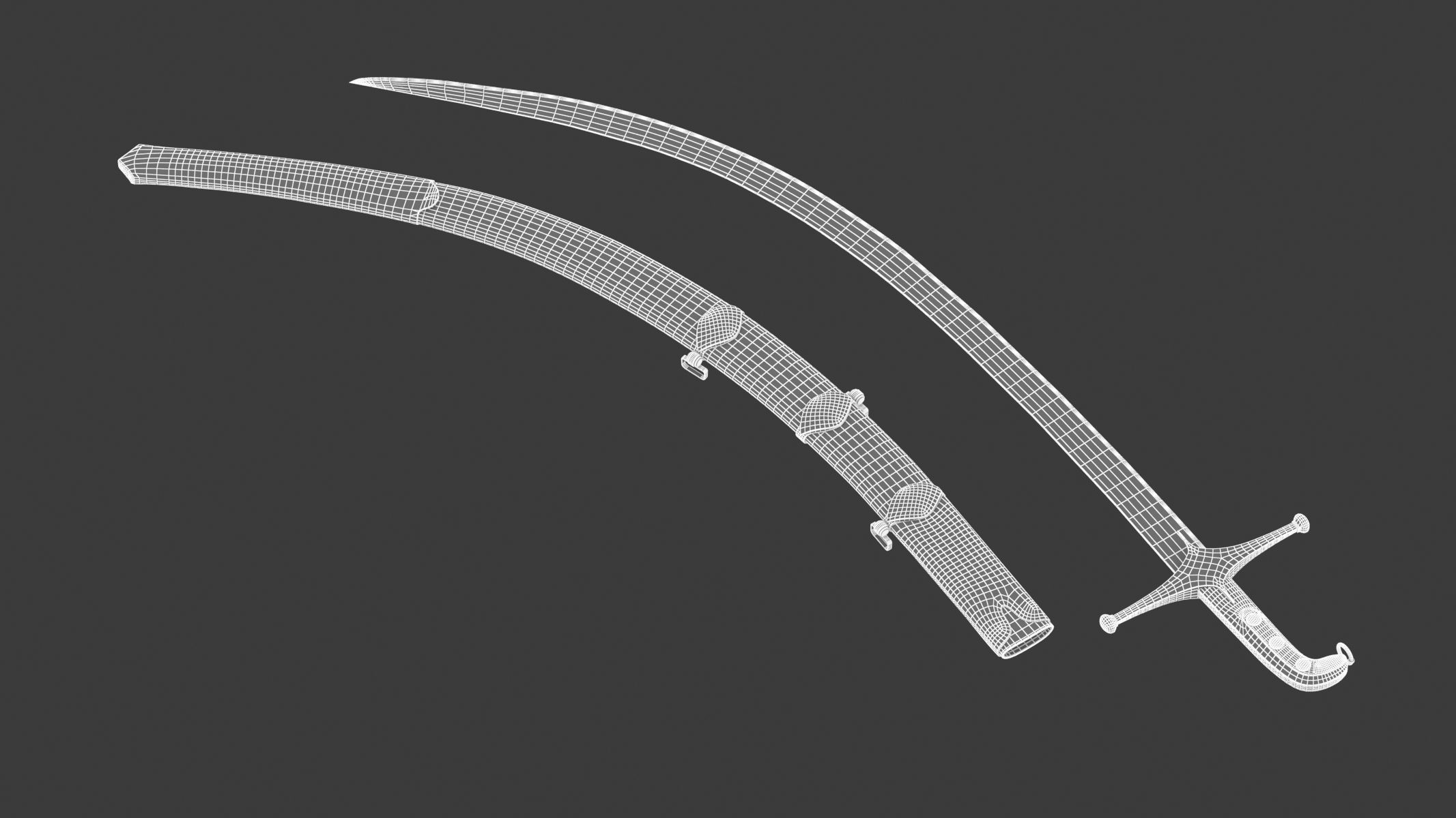 Shamshir two swords Low-poly 3D model_11
