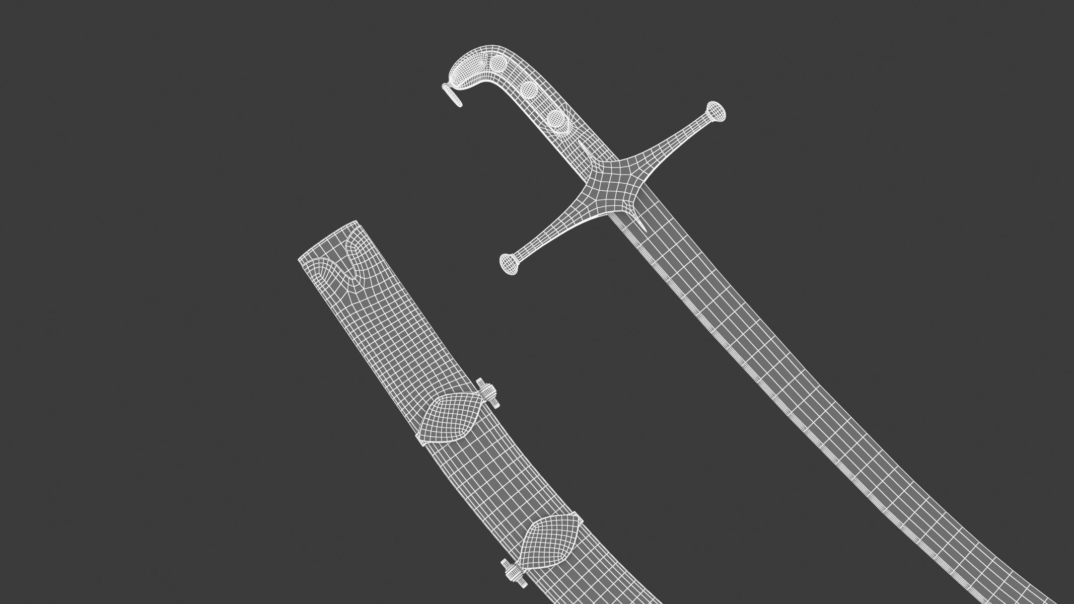 Shamshir two swords Low-poly 3D model_16