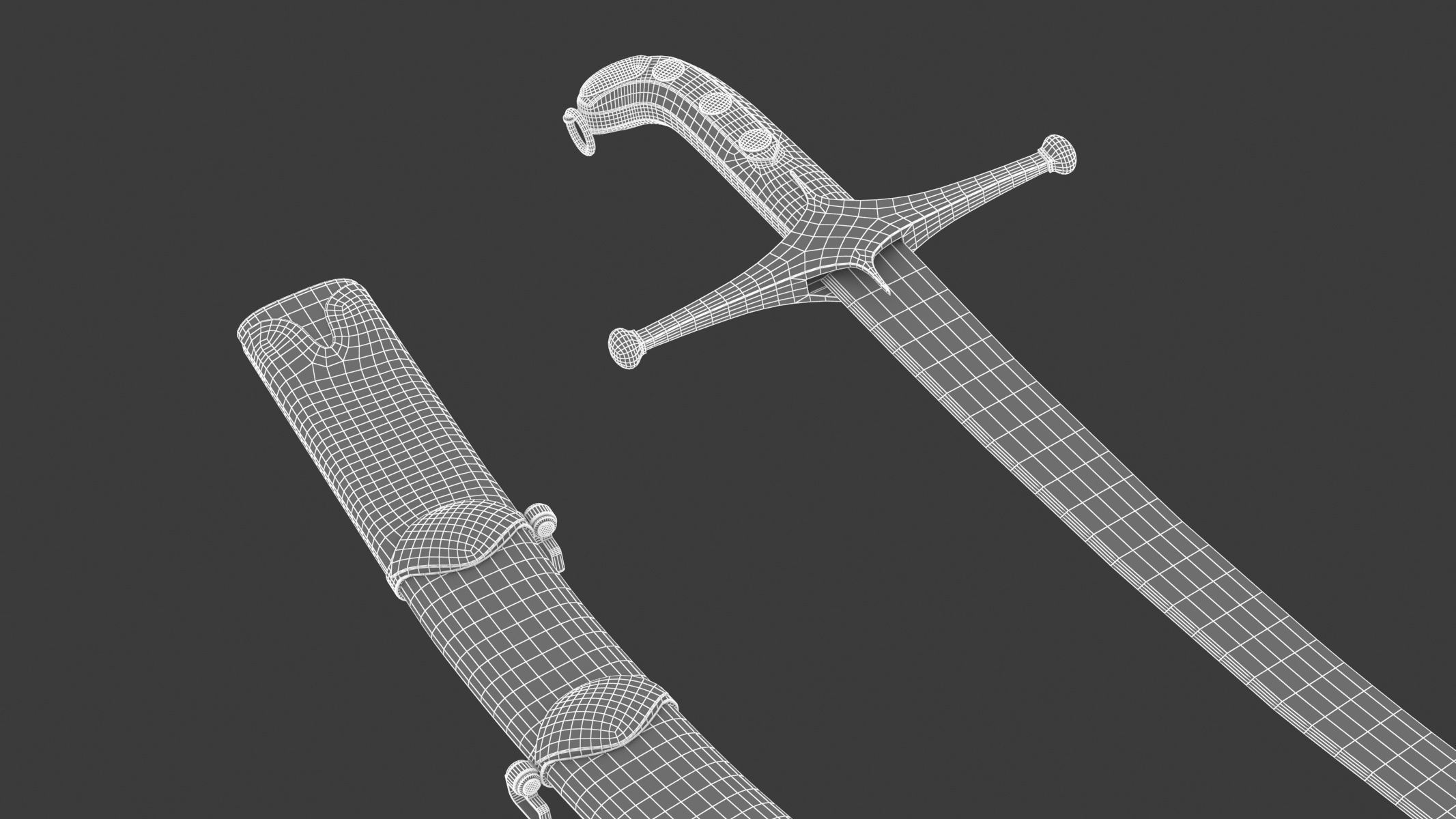 Shamshir two swords Low-poly 3D model_18