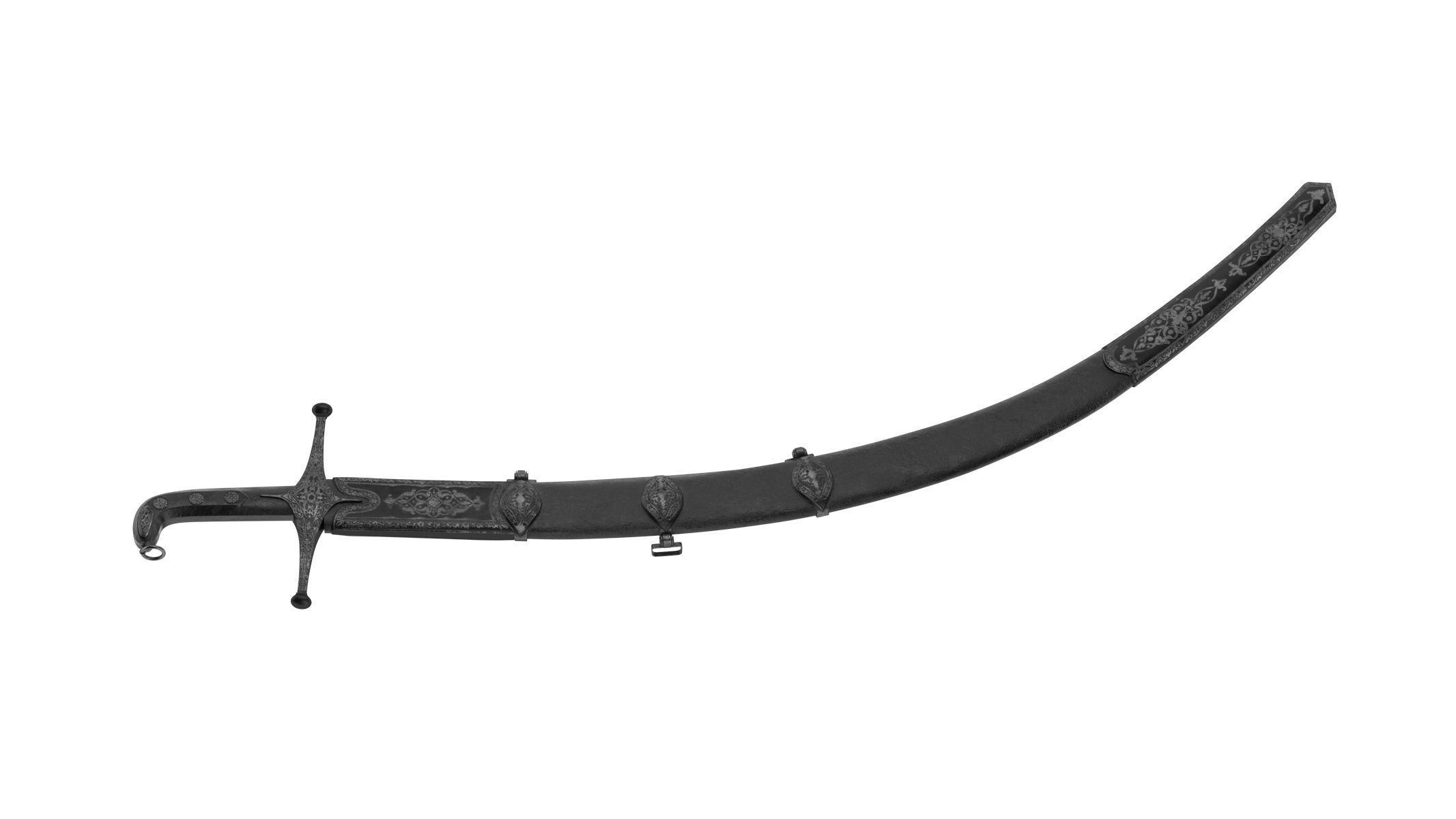 Shamshir two swords Low-poly 3D model_3