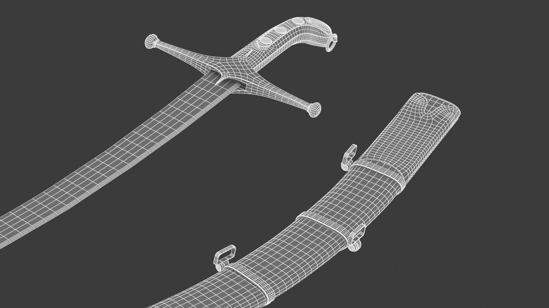Shamshir two swords Low-poly 3D model_17