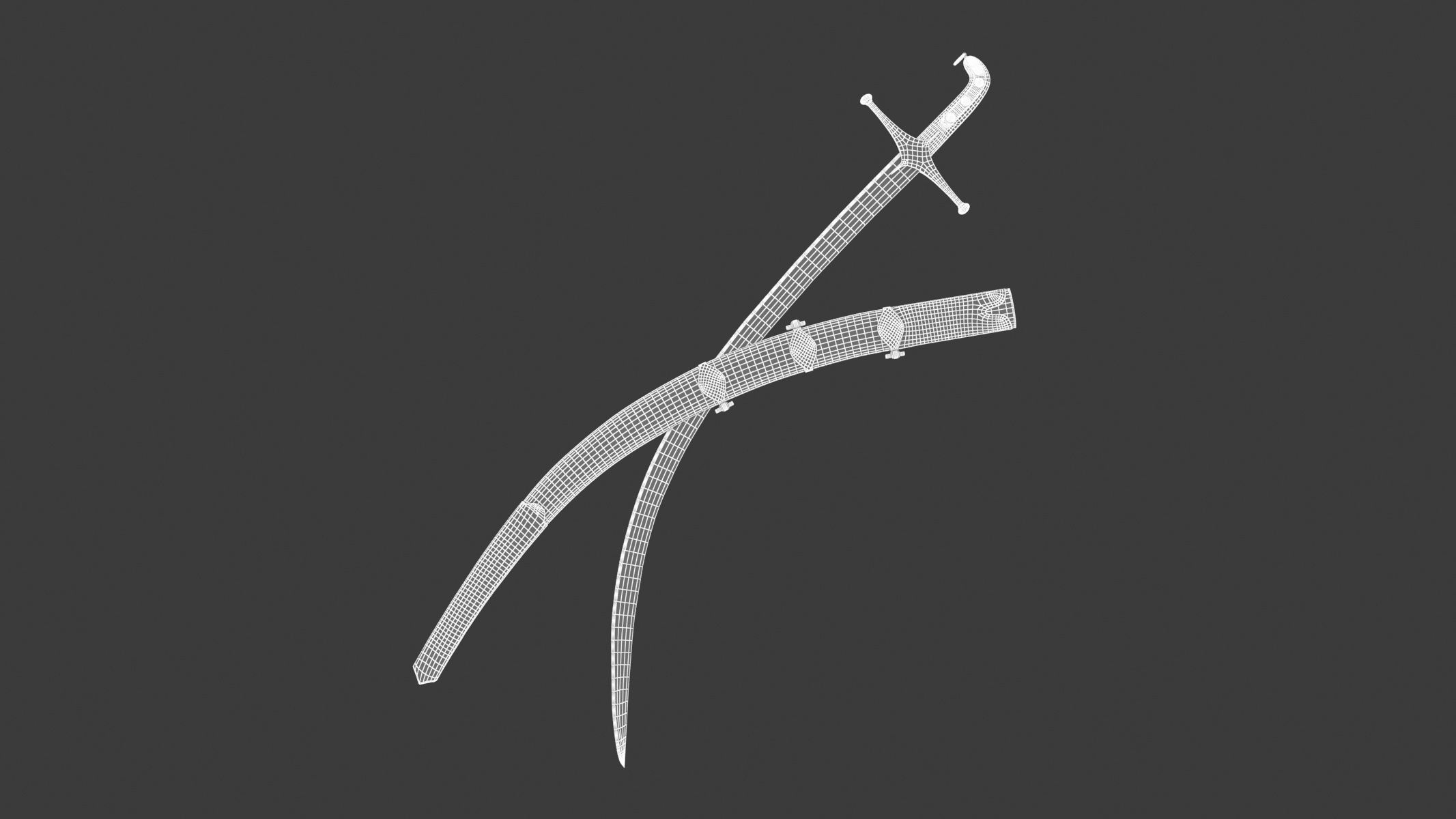Shamshir two swords Low-poly 3D model_15