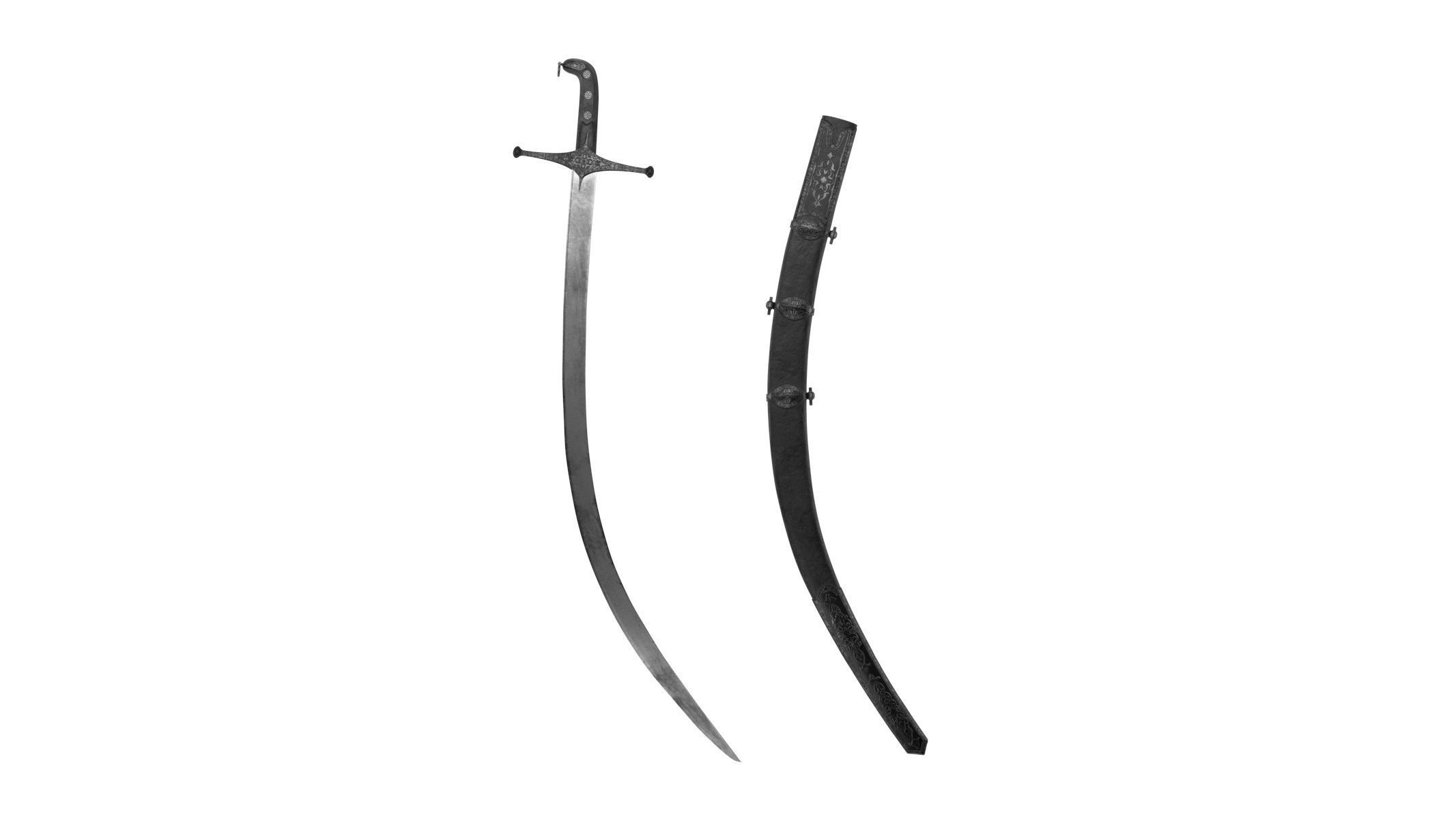 Shamshir two swords Low-poly 3D model_4