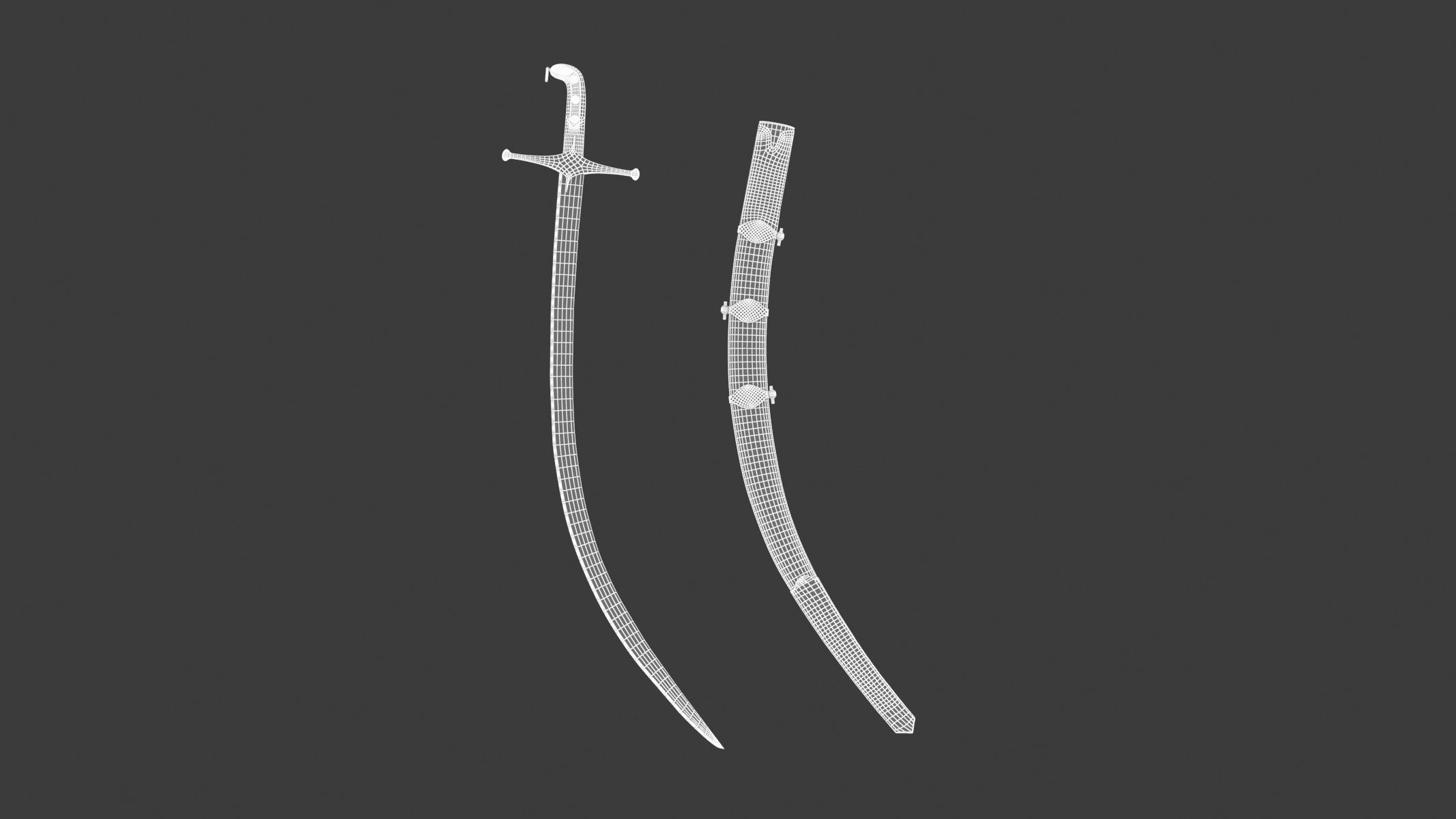 Shamshir two swords Low-poly 3D model_14