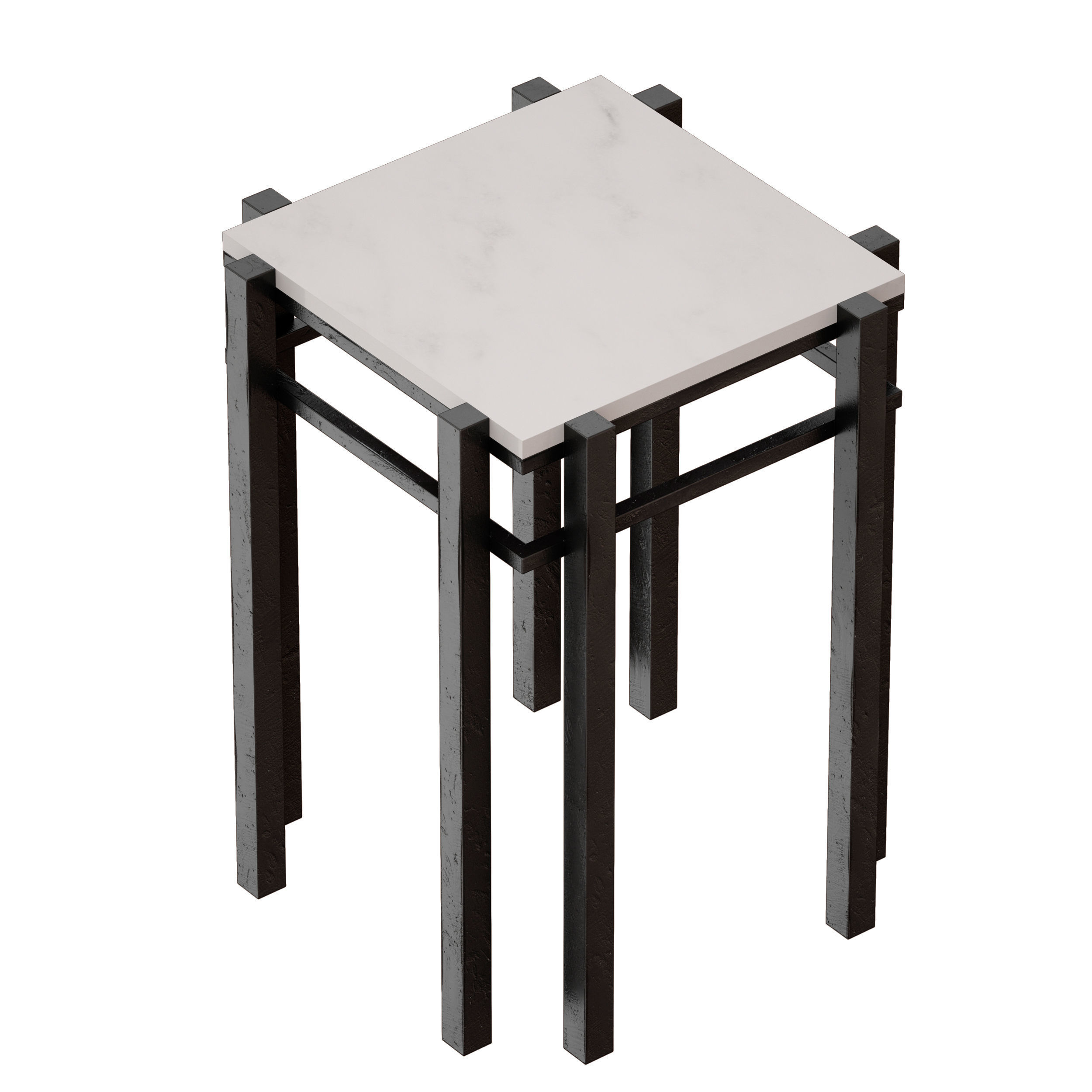 Serra White Marble End Table Crate and Barrel 3D model_1