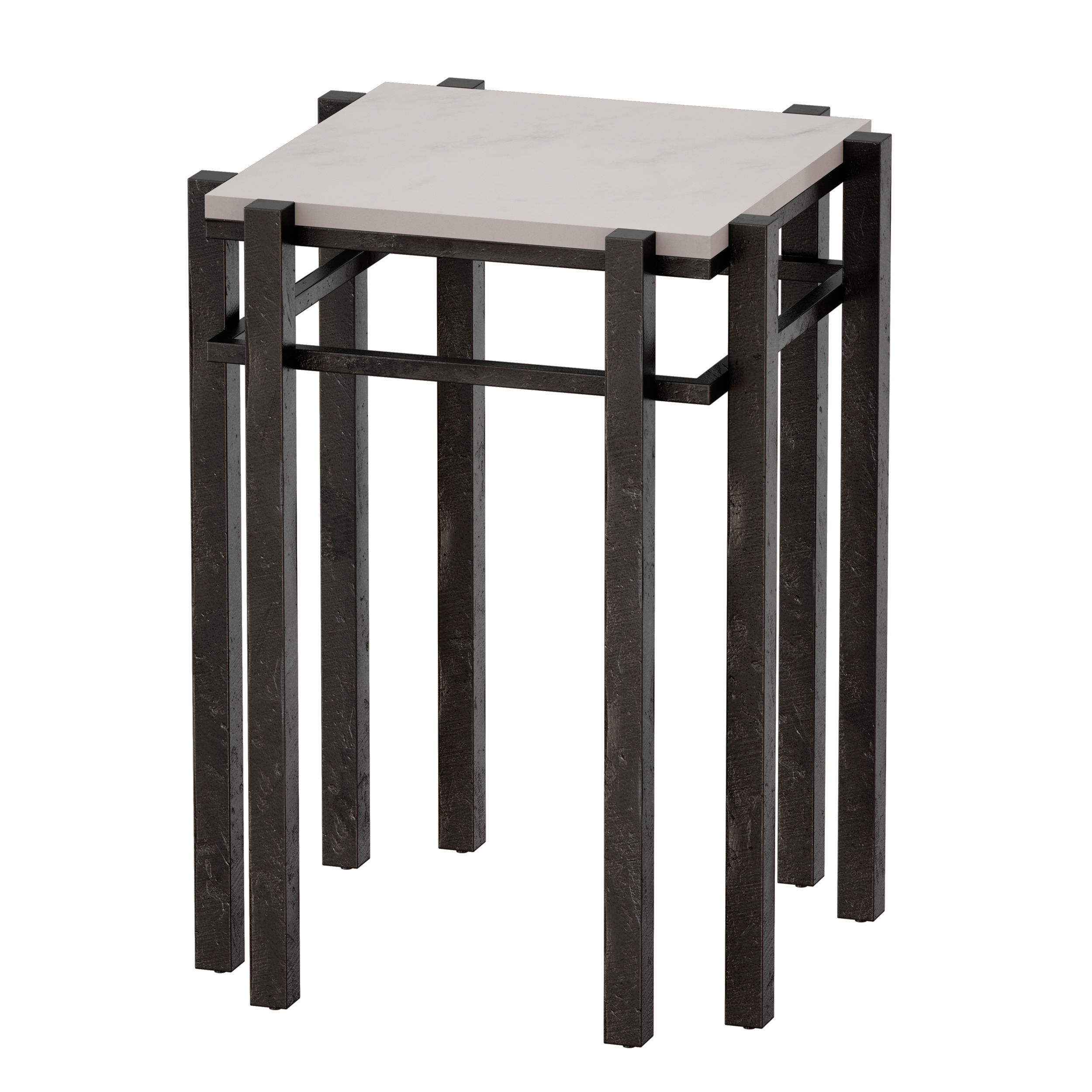 Serra White Marble End Table Crate and Barrel 3D model_4