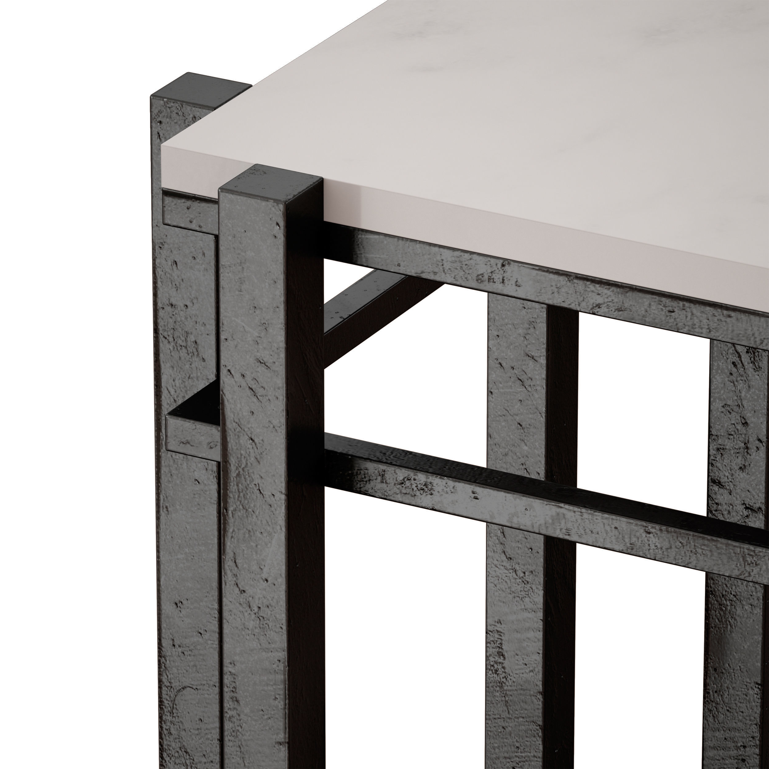 Serra White Marble End Table Crate and Barrel 3D model_9