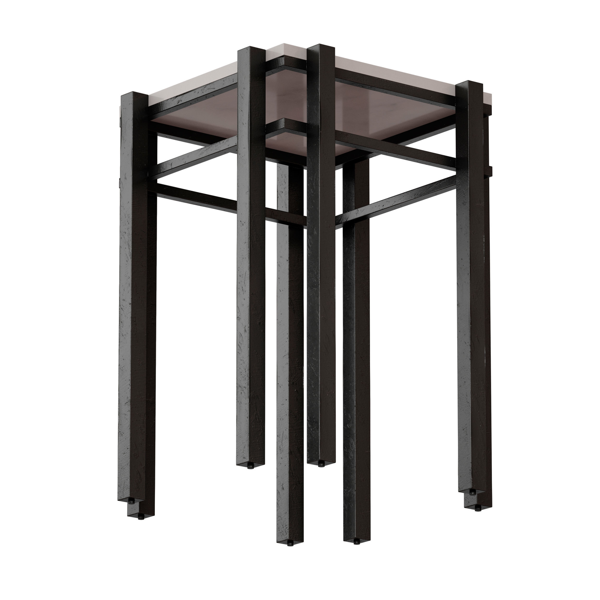 Serra White Marble End Table Crate and Barrel 3D model_2