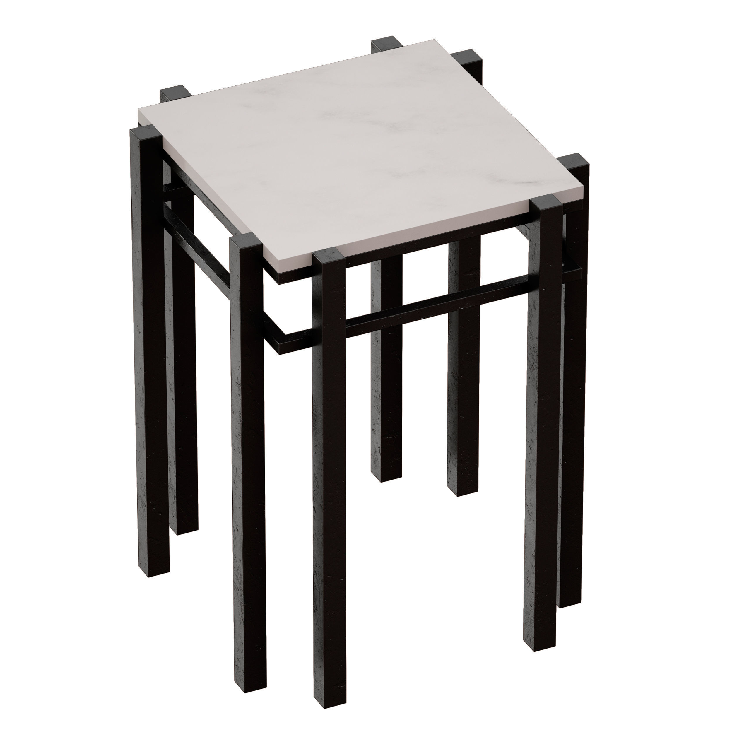 Serra White Marble End Table Crate and Barrel 3D model_6