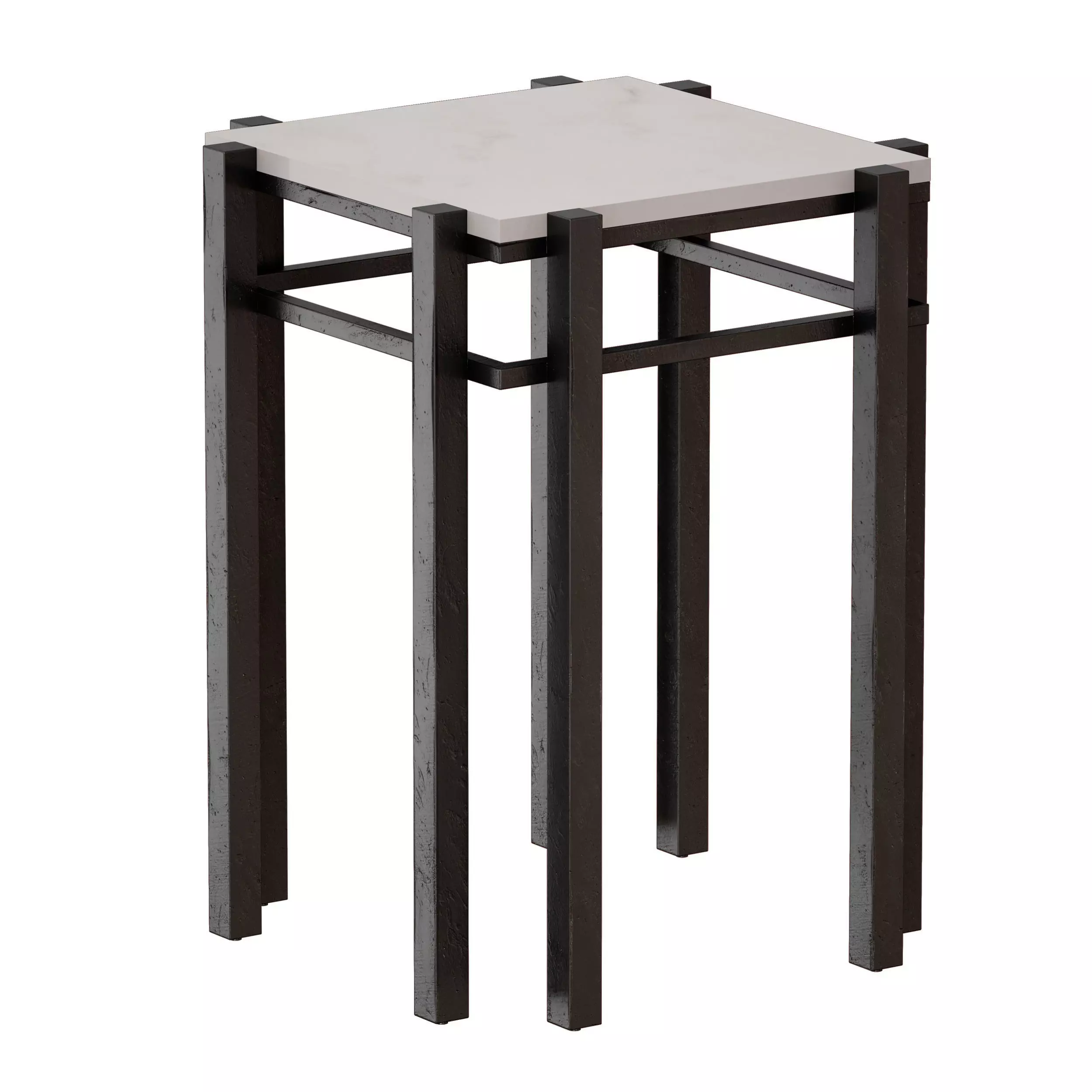Serra White Marble End Table Crate and Barrel 3D model_0