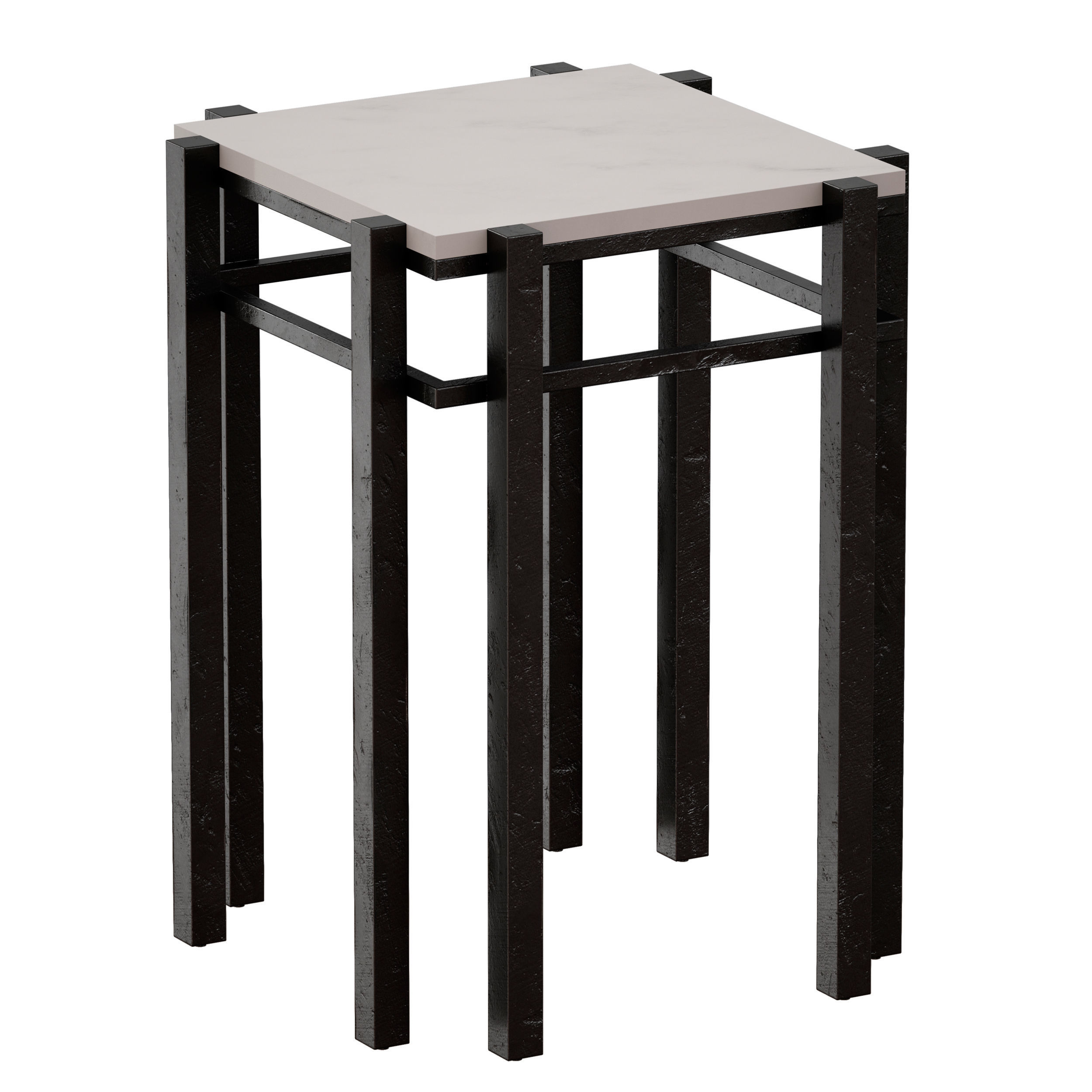 Serra White Marble End Table Crate and Barrel 3D model_5