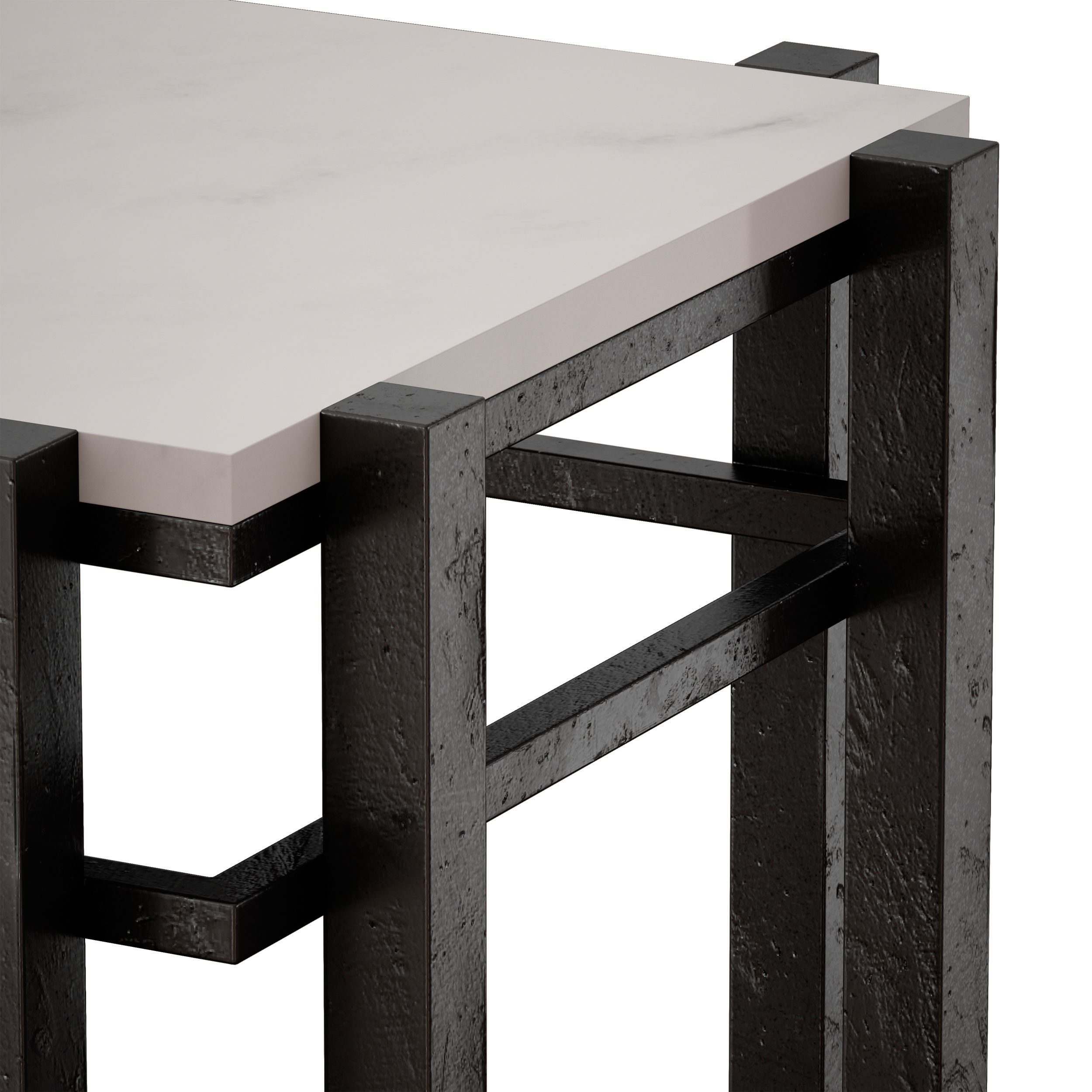 Serra White Marble End Table Crate and Barrel 3D model_8