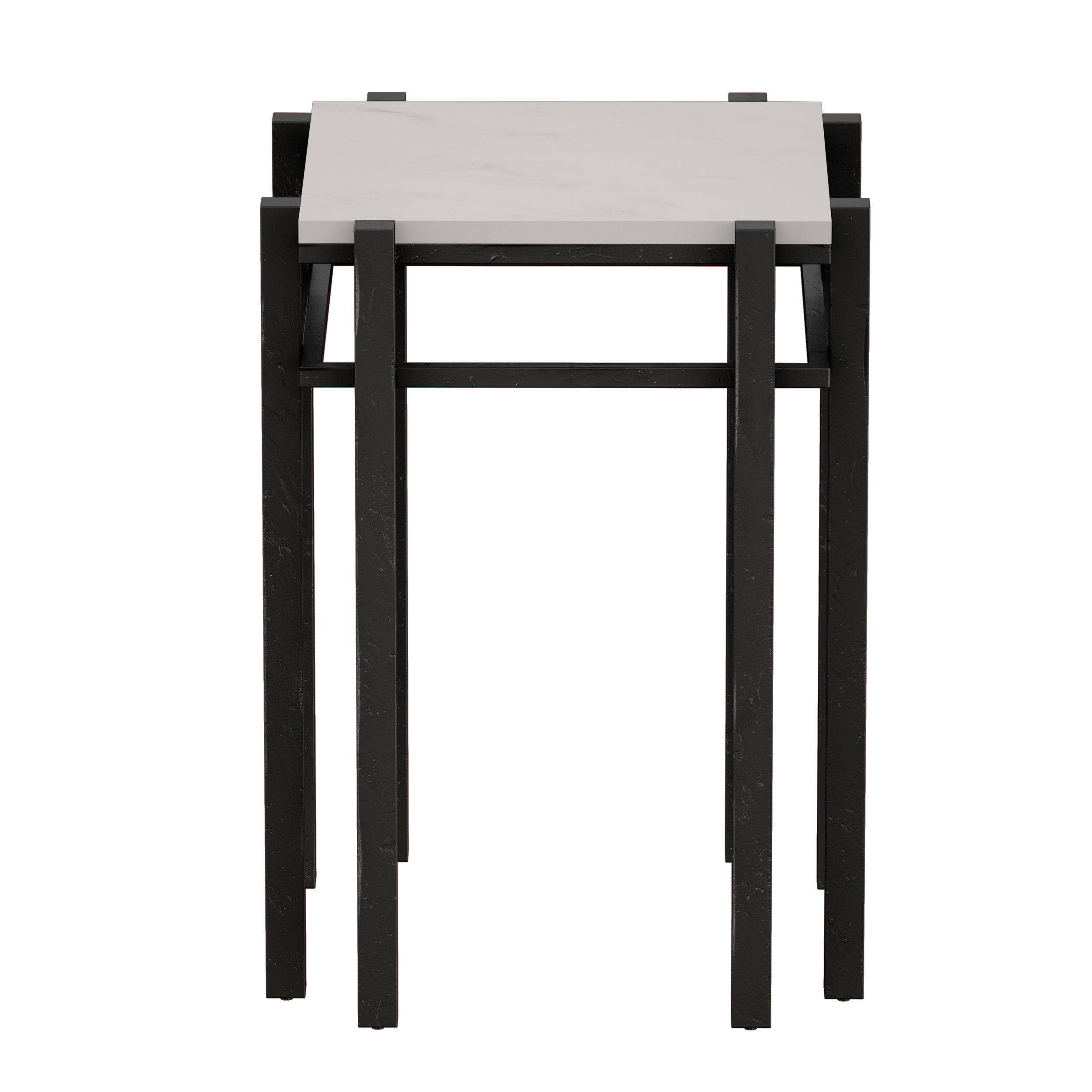Serra White Marble End Table Crate and Barrel 3D model_3