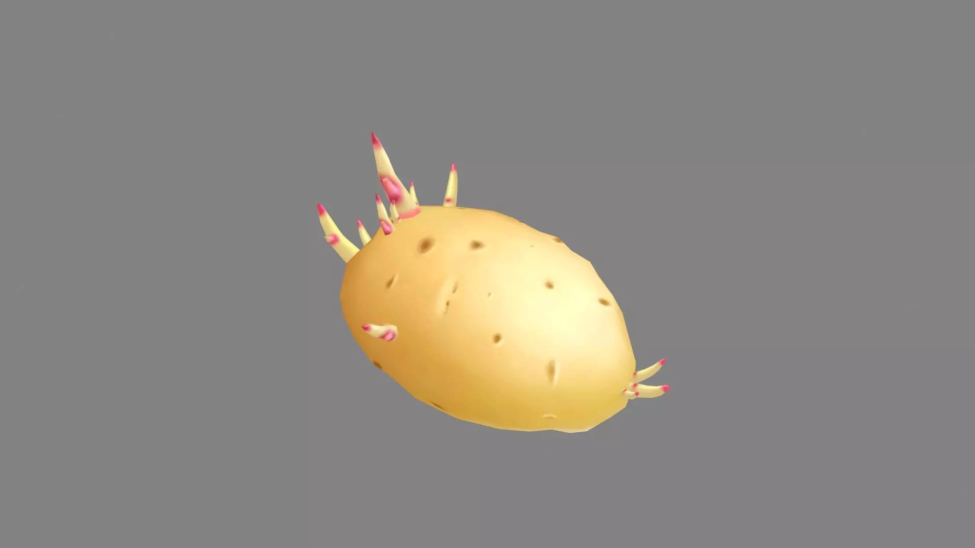 Cartoon sprouted potato Low-poly 3D model_0