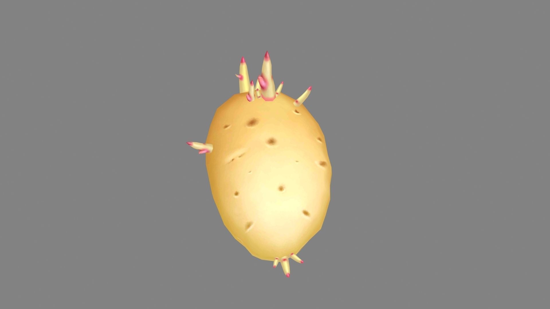Cartoon sprouted potato Low-poly 3D model_1