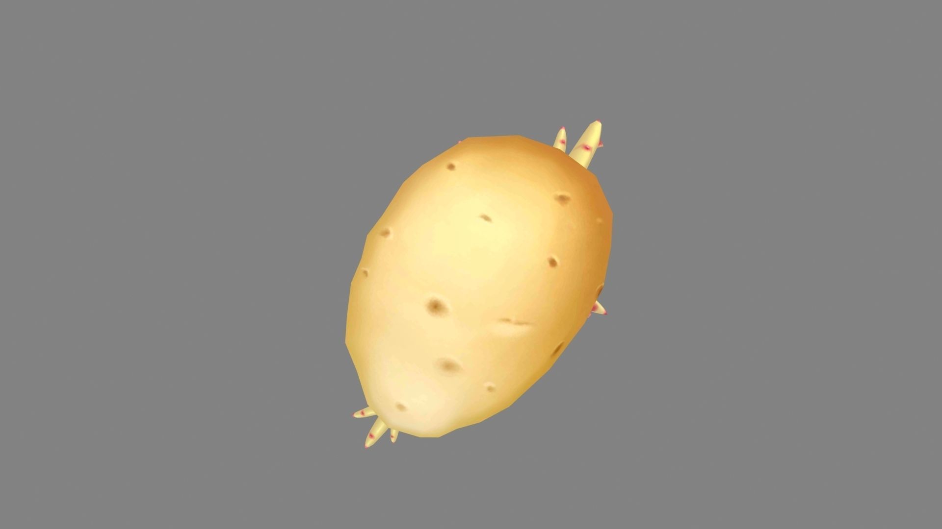Cartoon sprouted potato Low-poly 3D model_2