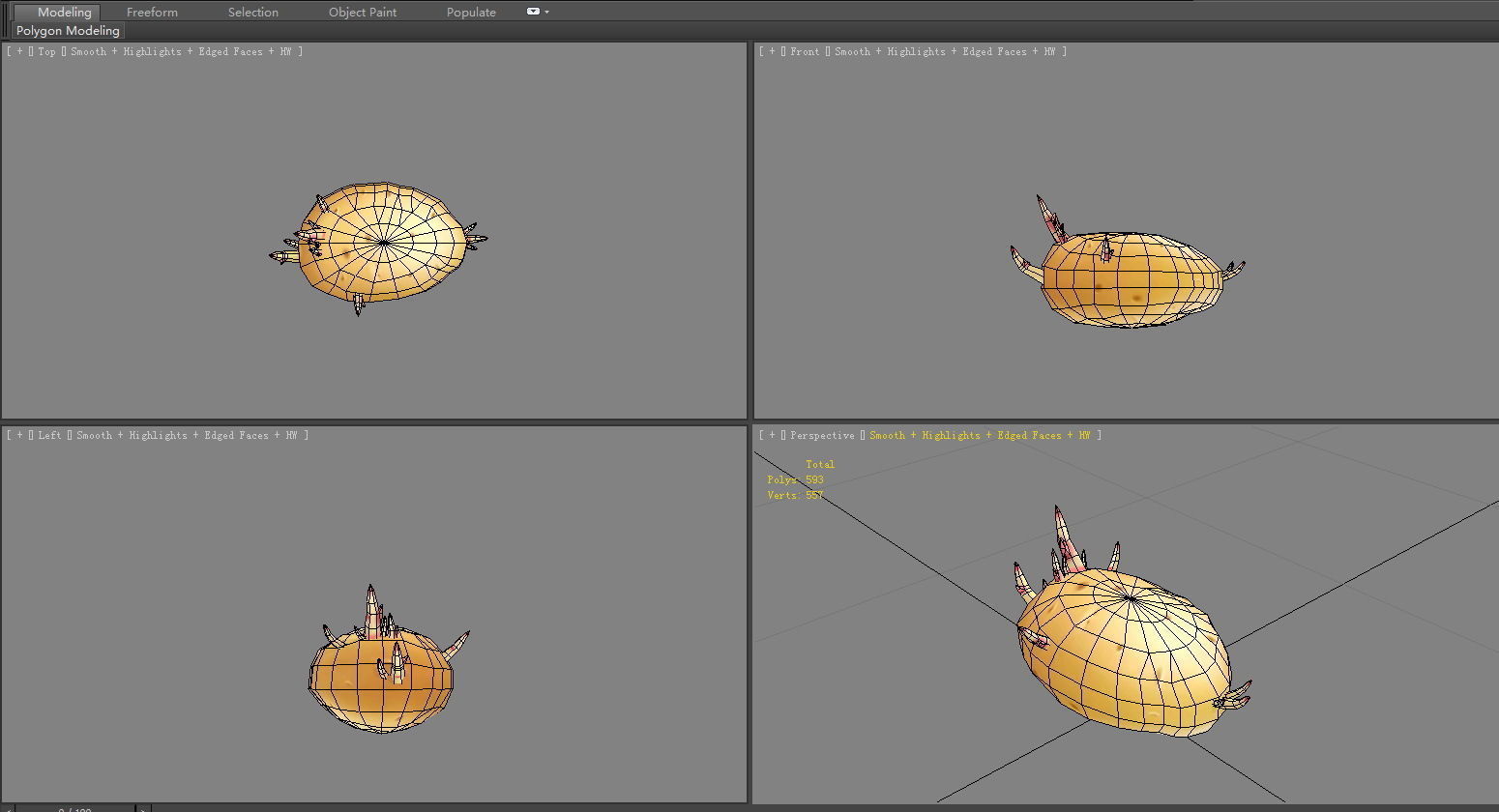 Cartoon sprouted potato Low-poly 3D model_5