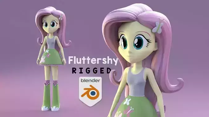 Stylized girl - The Fluttershy rigged 3D model