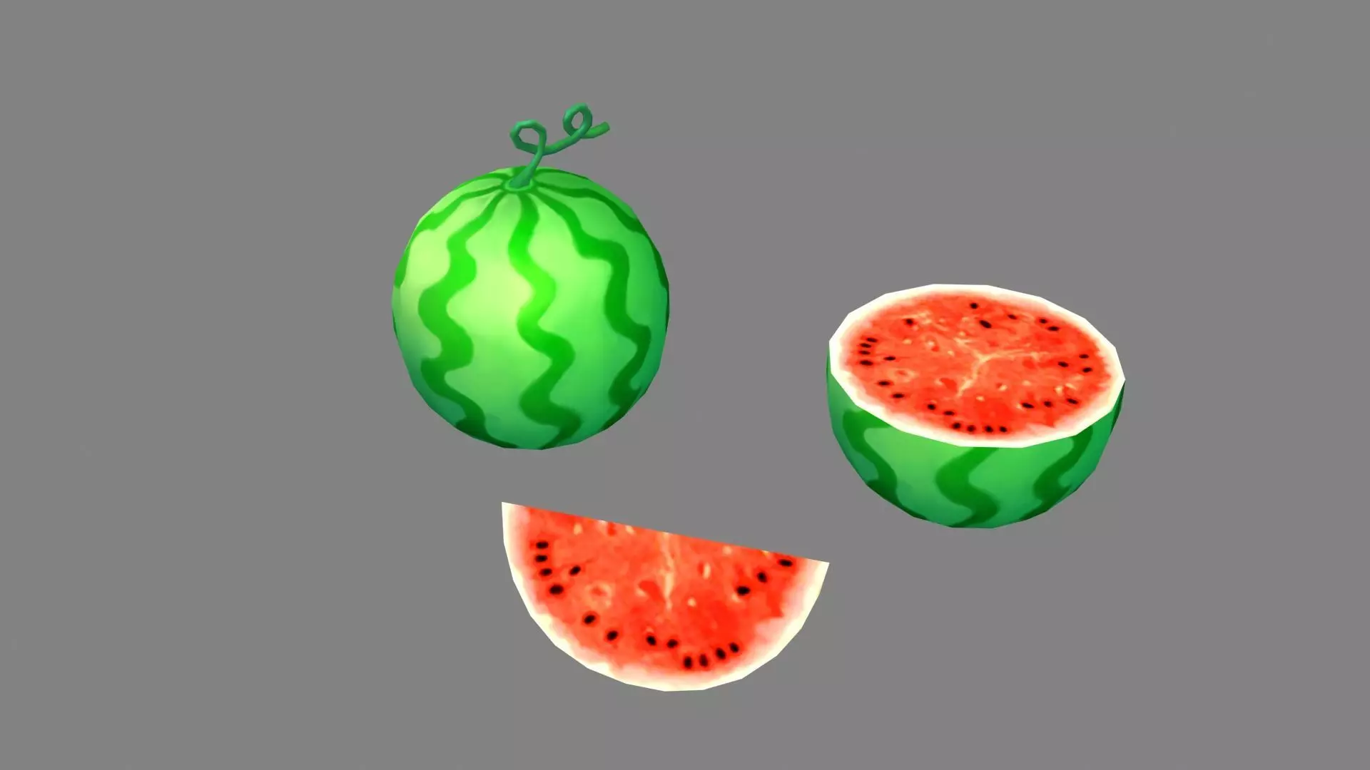 Cartoon watermelon Low-poly 3D model