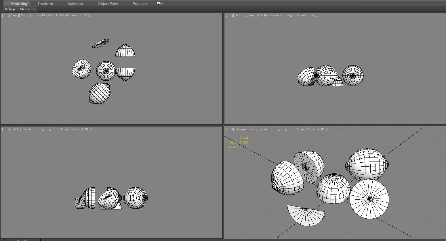 Cartoon lemon and slice Low-poly 3D model_6