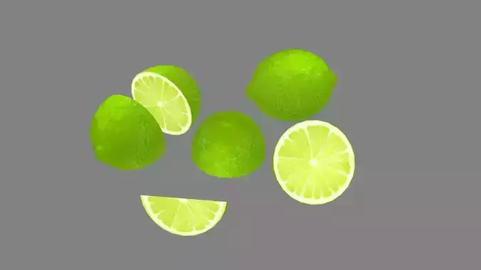 Cartoon green lemon and slice